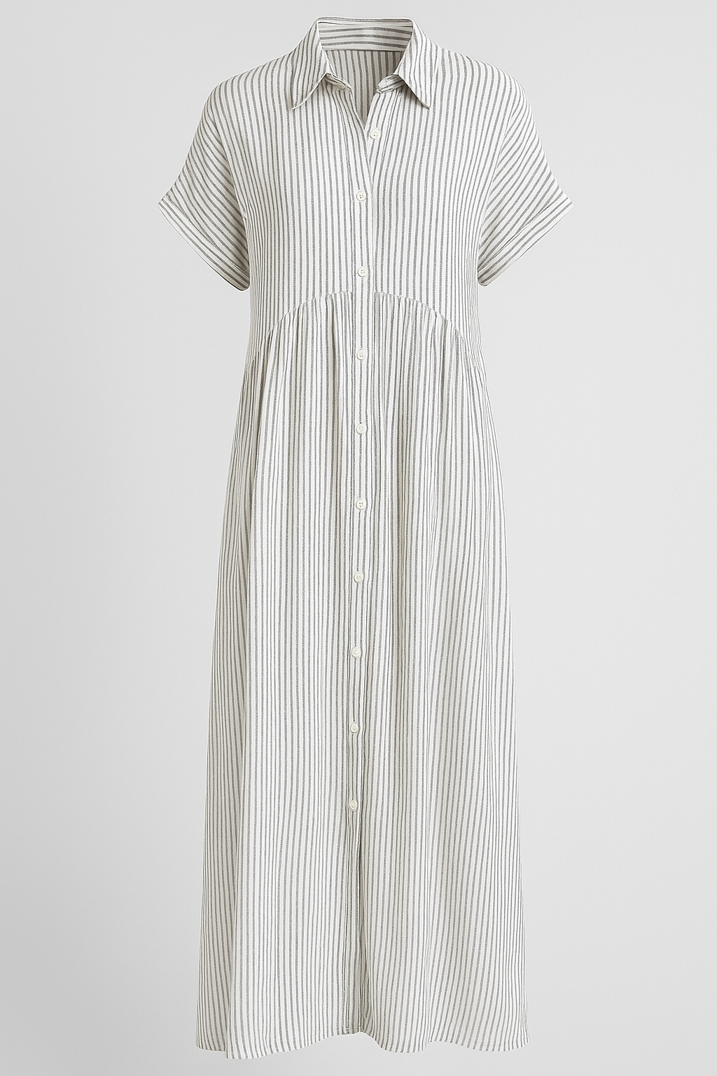 Damen Midi Kleid mit Taschen und Streifen 9