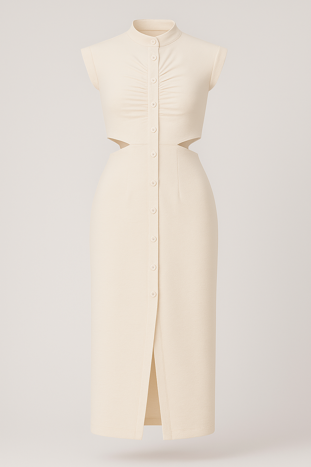 Elegantes Damenkleid mit Kapuze und Schlitz 2