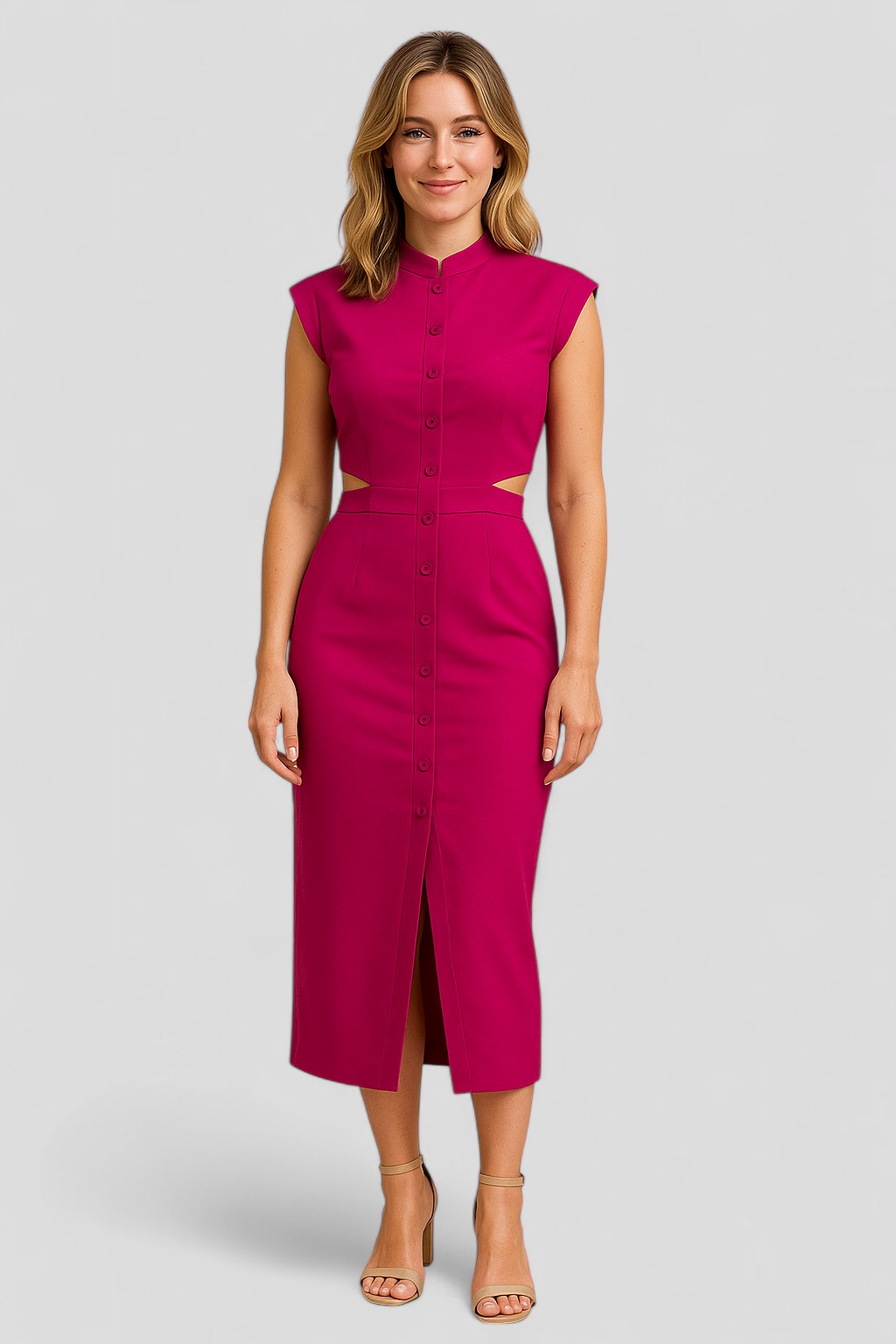 Elegantes Damenkleid mit Kapuze und Schlitz 8