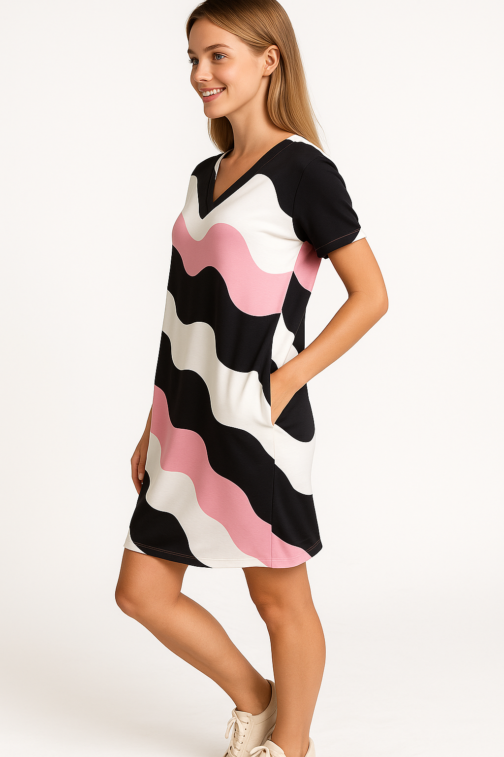 Elegantes Damenkleid mit V-Ausschnitt 3