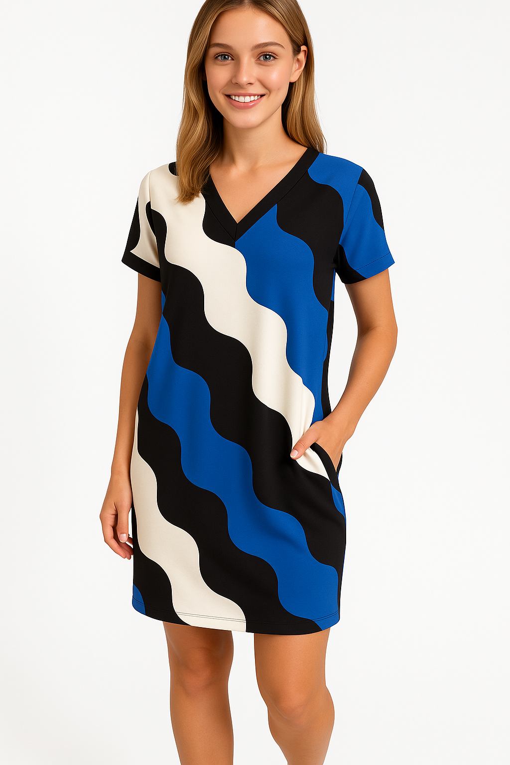 Elegantes Damenkleid mit V-Ausschnitt 5