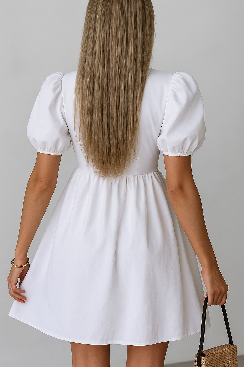 Festliches Damenkleid mit Puffärmeln und Schleife 5