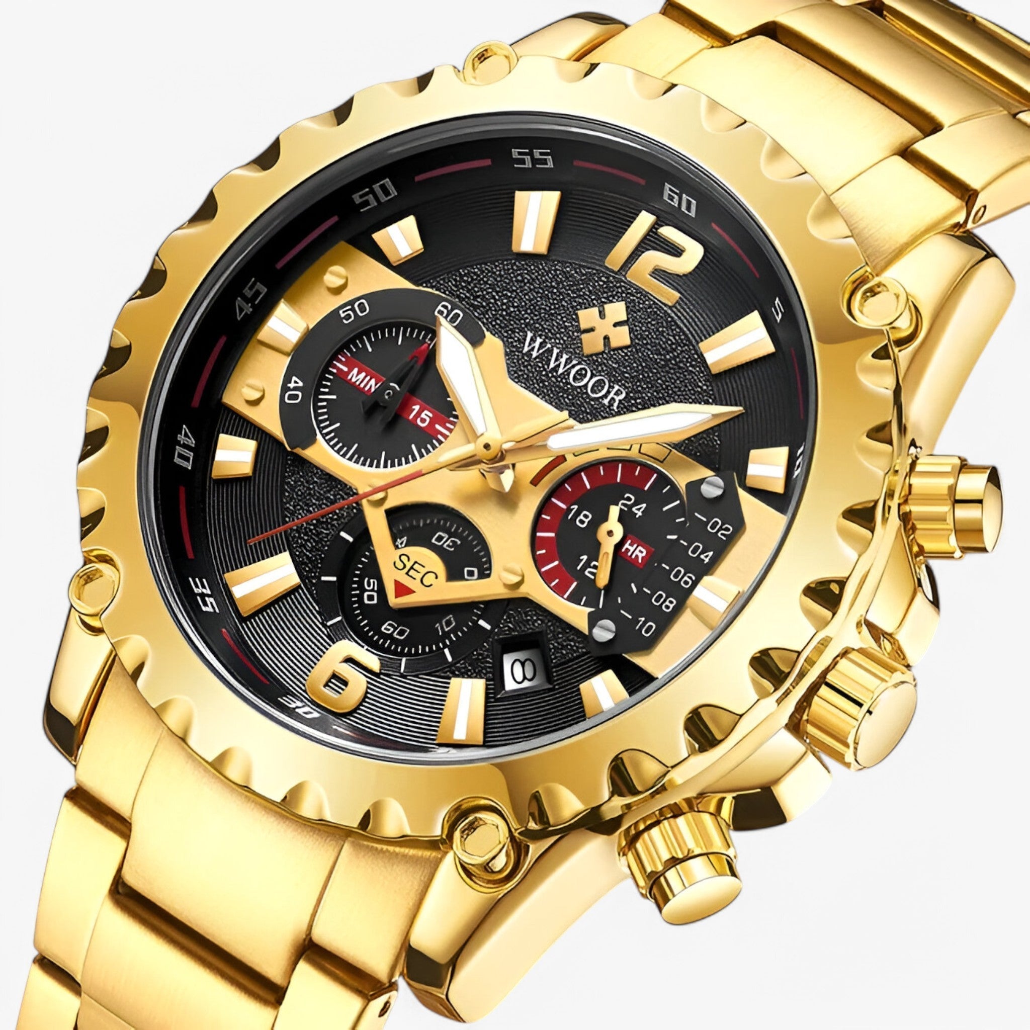 Cleo | Luxuriöse Chronographenarmbanduhr aus rostfreiem Stahla