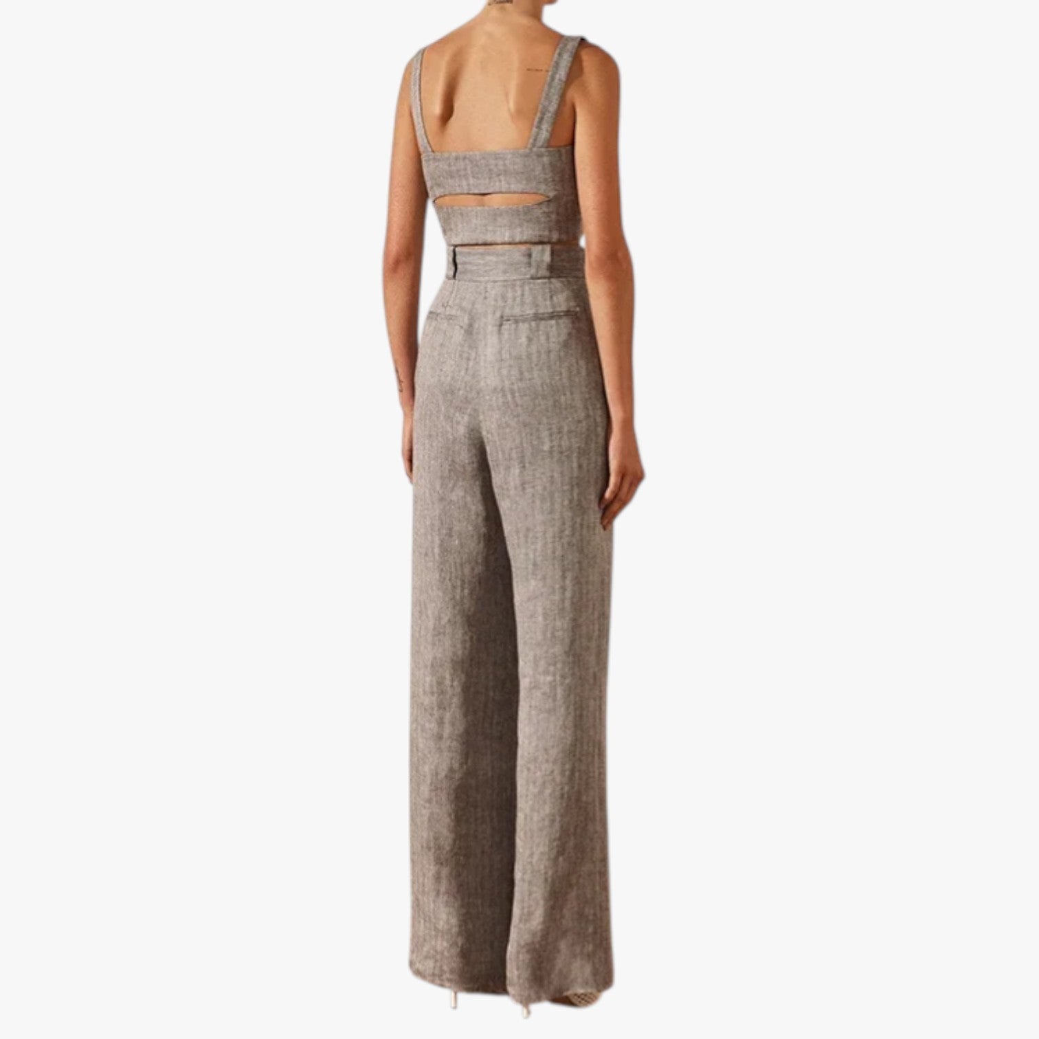Vivian | Damenhose mit hohem Taillenumfang aus Leinen-Baumwolle, Eleganz, Frische & Freiheit den ganzen Tag