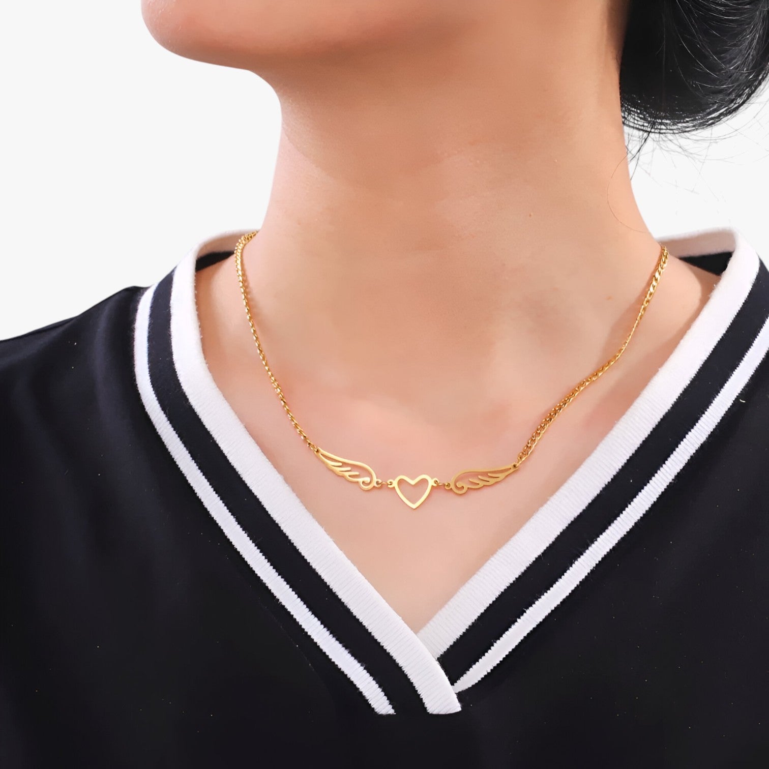 Sherry | Skyrim Edelstahl Herz- und Engelsflügelkette