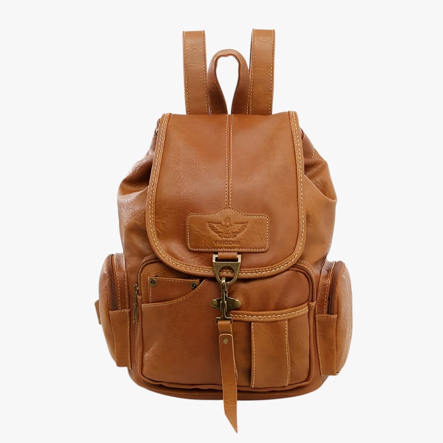 Brielle | Vintage Rucksack aus schwarzem PU-Leder, geräumig