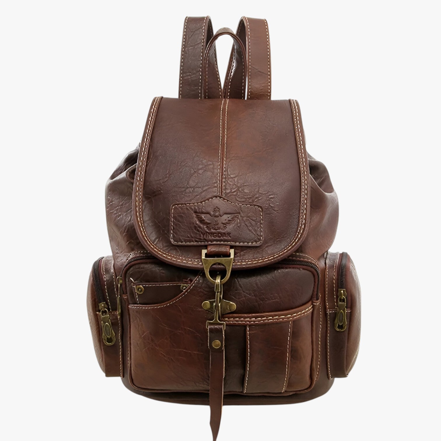 Brielle | Vintage Rucksack aus schwarzem PU-Leder, geräumig