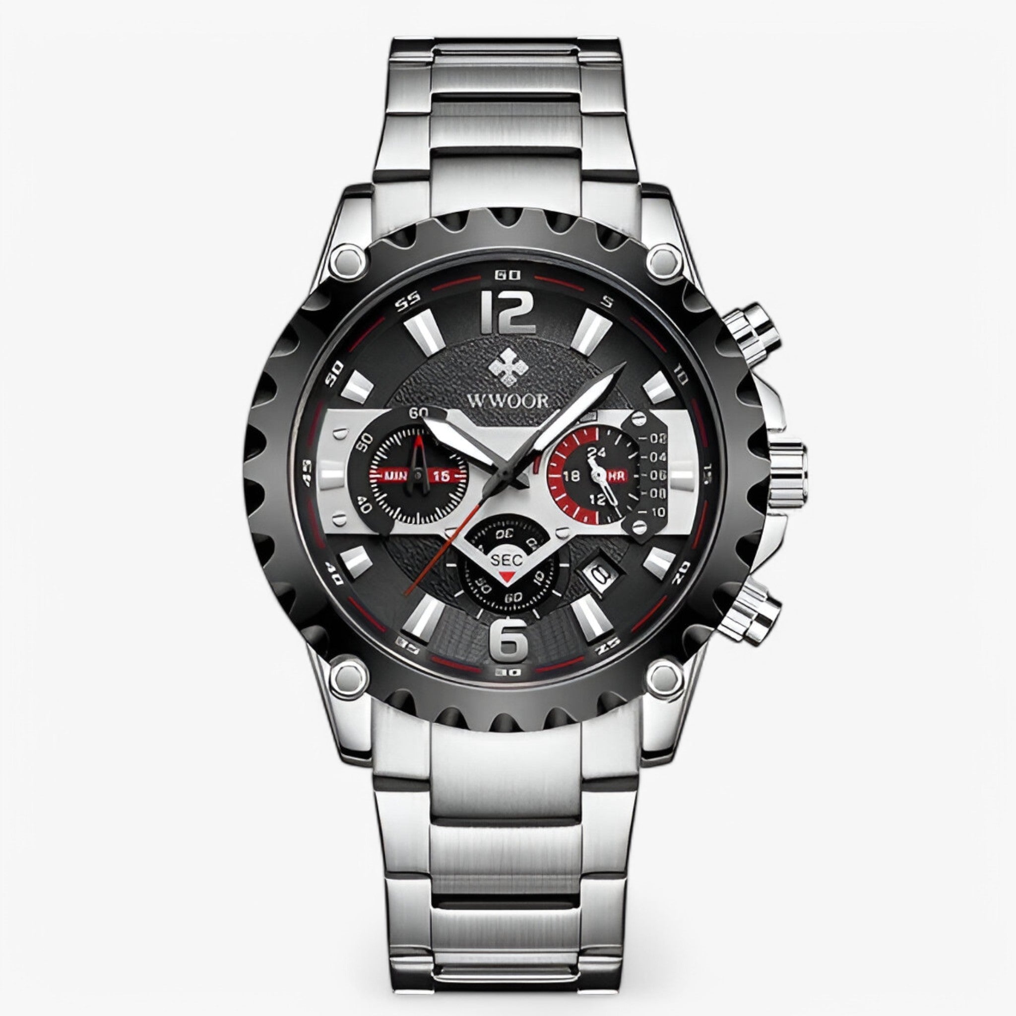 Cleo | Luxuriöse Chronographenarmbanduhr aus rostfreiem Stahla