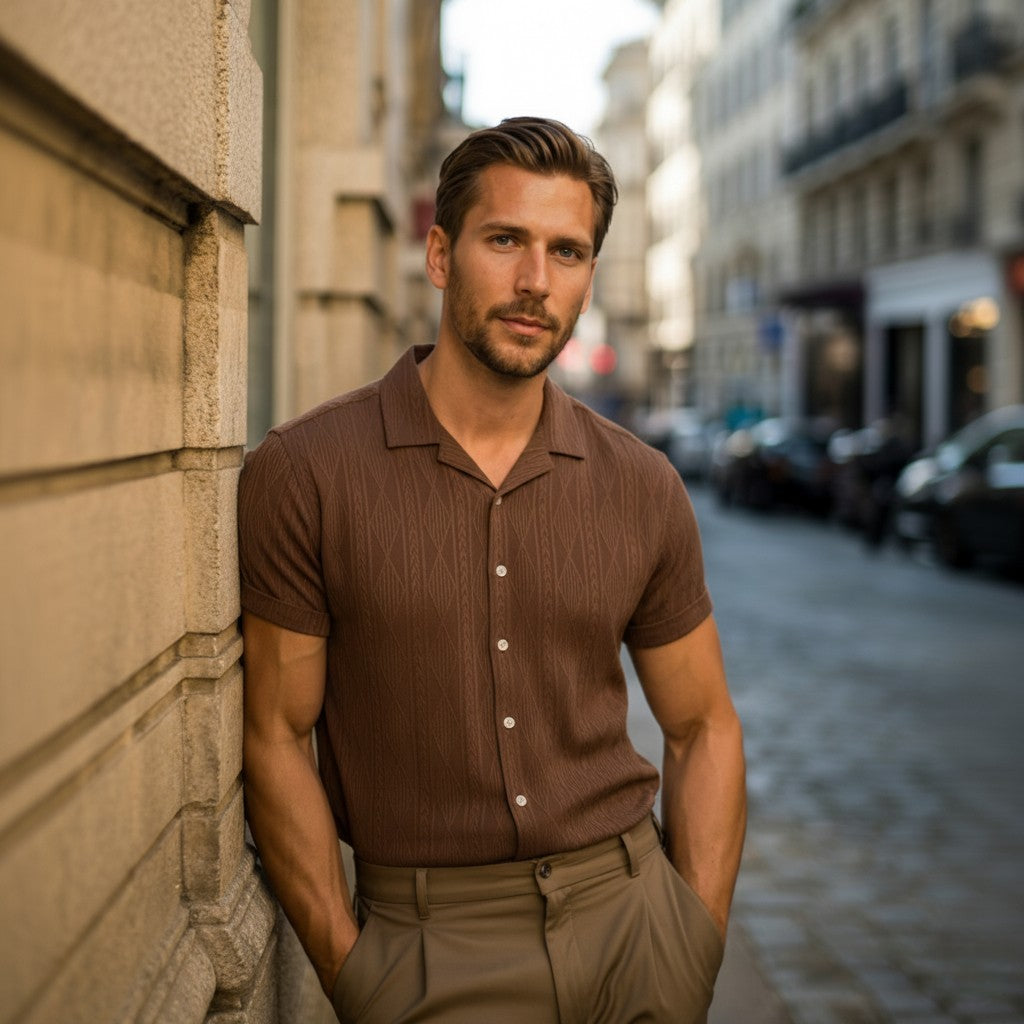 Jelo | Geometrisches Jacquard-Cuba-Hemd – Stilvoll und Einzigartig