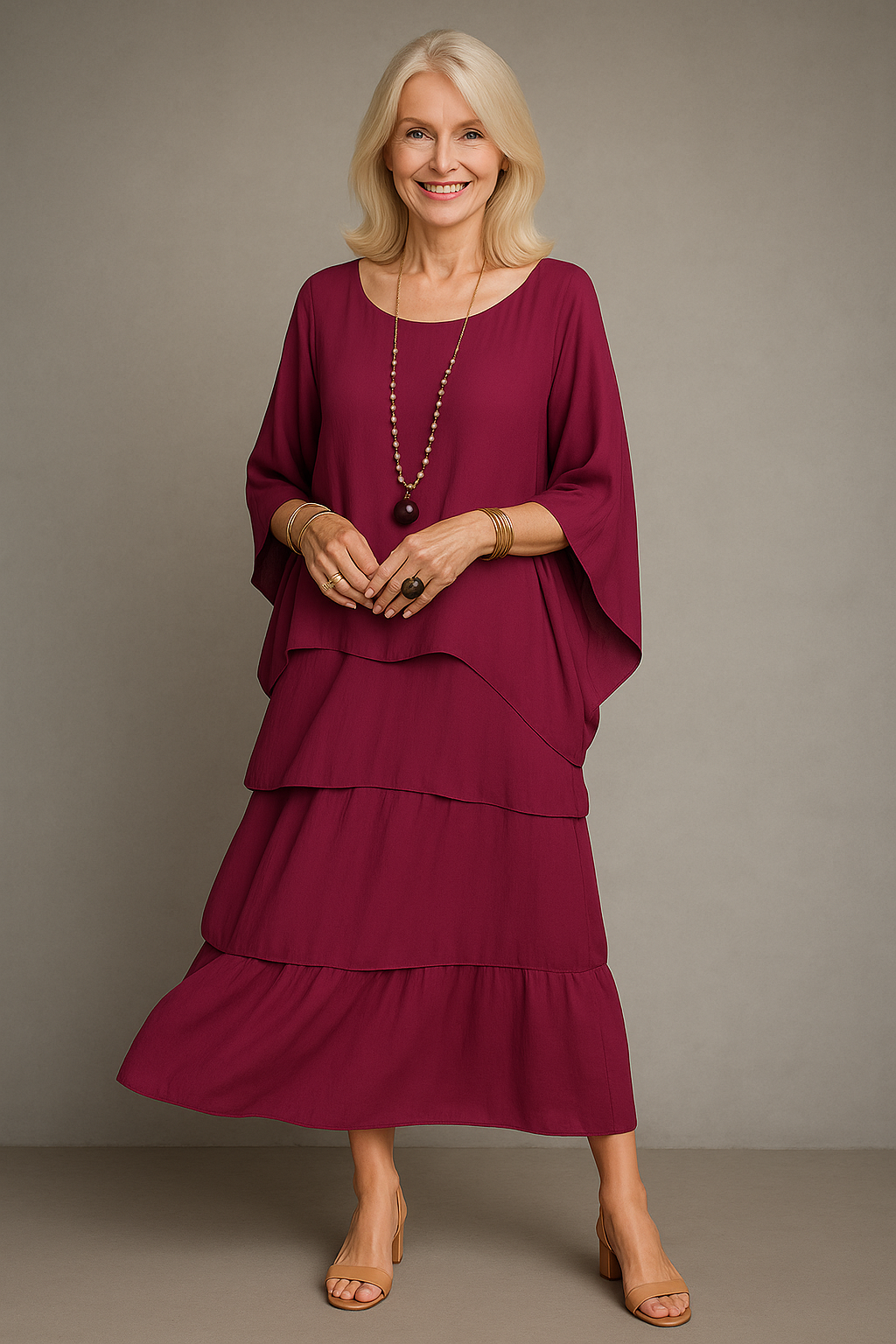 Maxikleid Damen Festlich A-Linie Elegantes Kleid 3