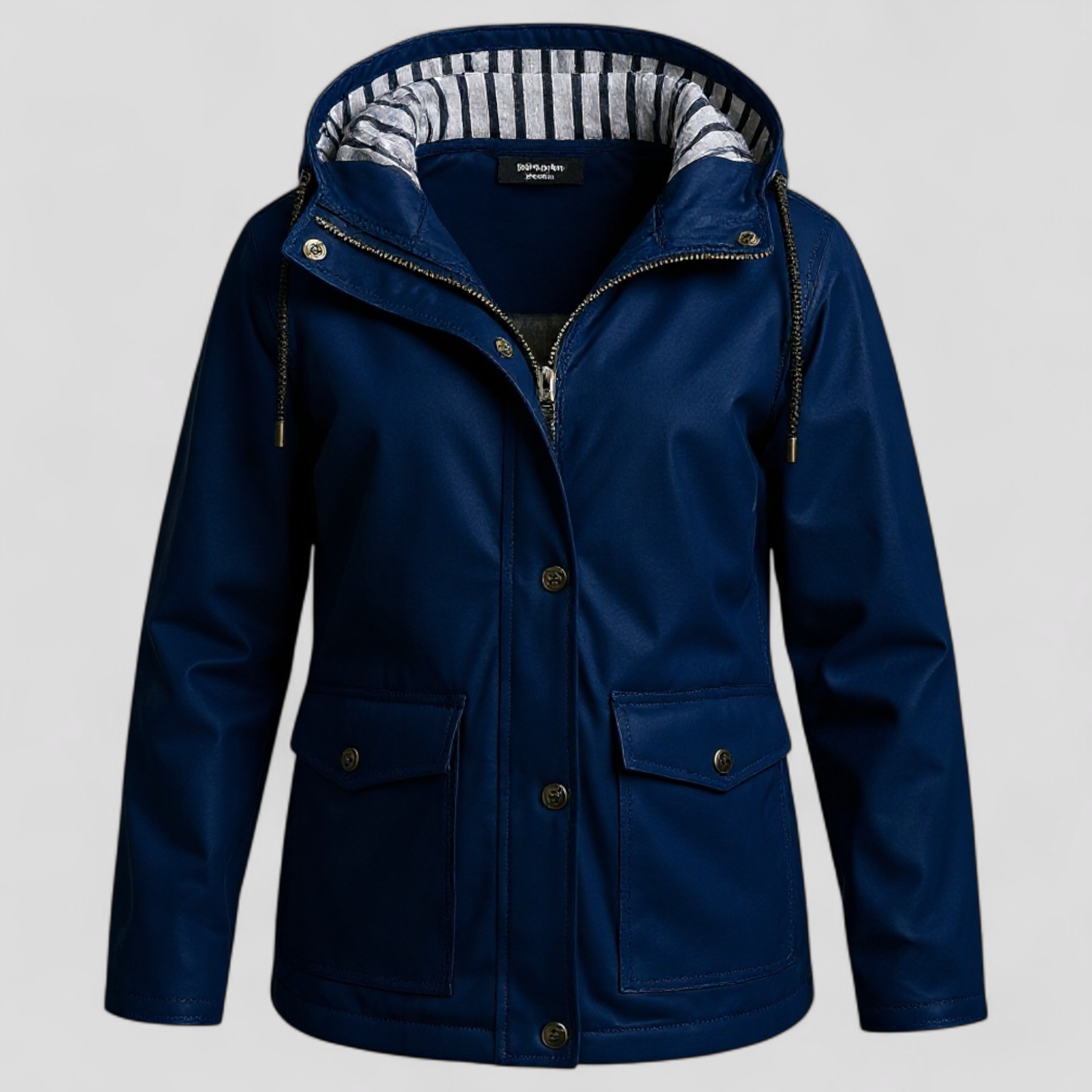 Beatrice | Wasserdichter Parka – Verstellbare Passform mit gestreifter Kapuzenfutter