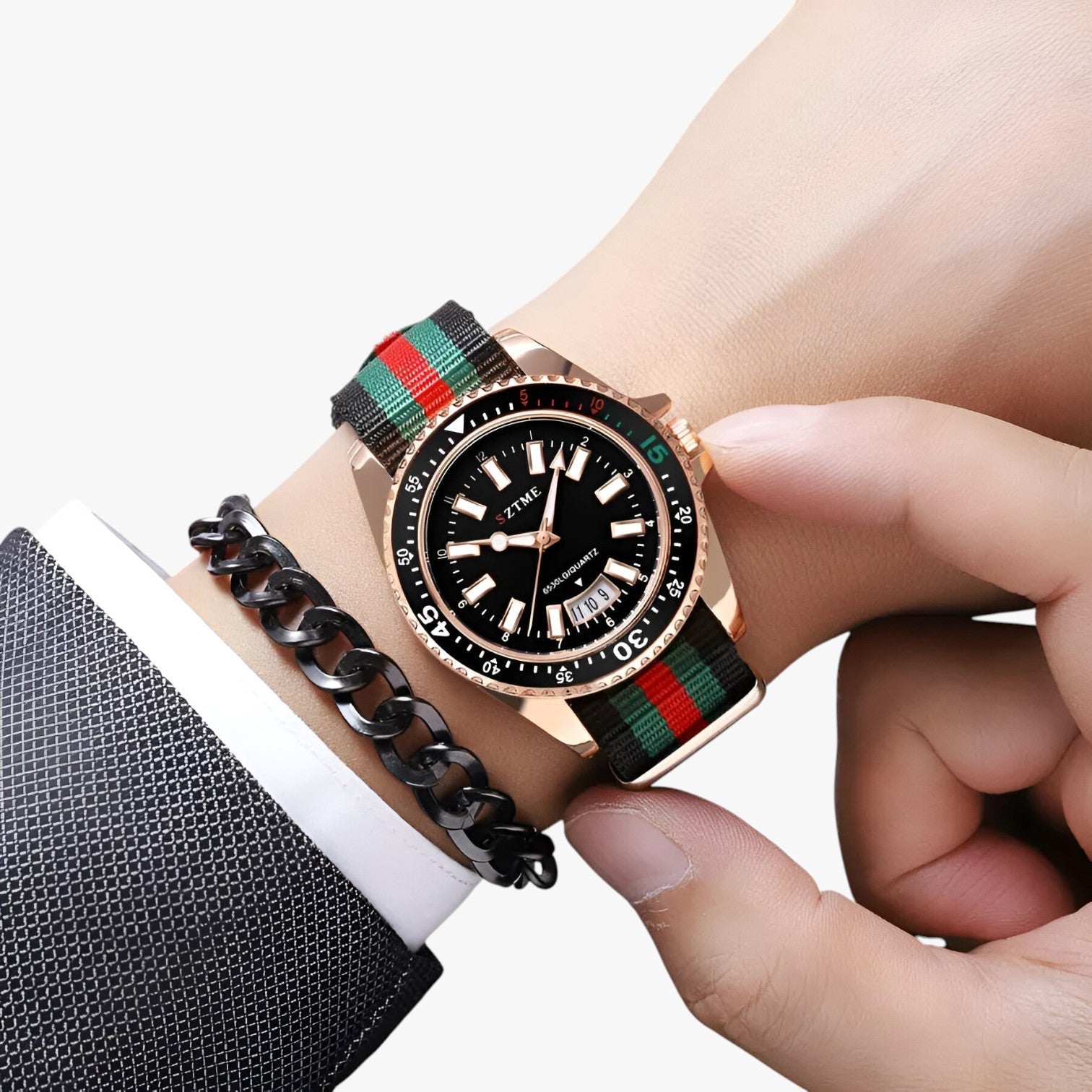 Lincoln | Elegante Uhr mit Nylonarmband und Nachtbeleuchtung