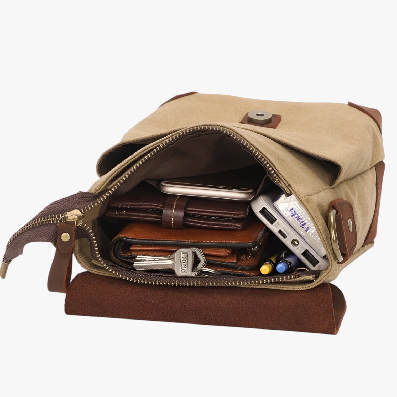 Archie | Vintage Umhängetasche aus Stoff und Leder