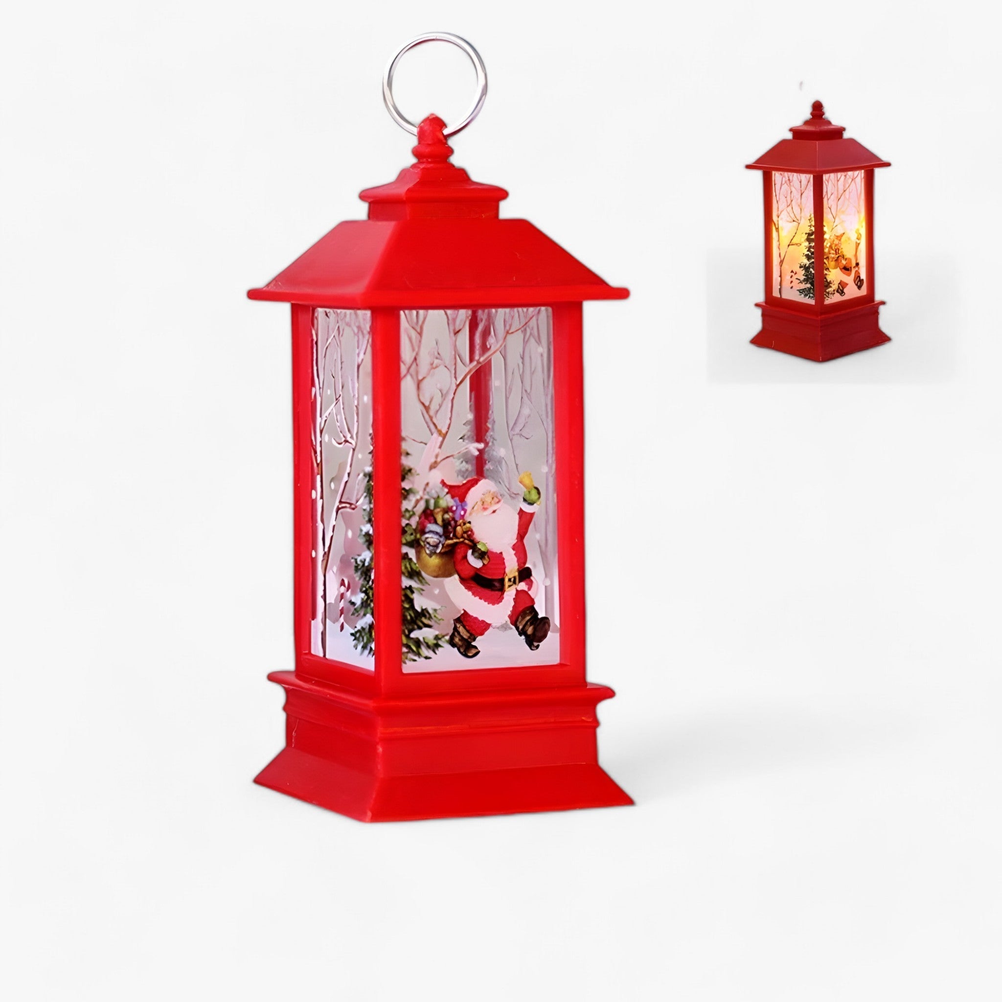 Beleuchtete Laterne mit Schneemann und Weihnachtsmann – festlicher Baumschmuck und Heimdekoration - F - Beleuchtete Laterne mit Schneemann und Weihnachtsmann – festlicher Baumschmuck und Heimdekoration- €25 - Concept Neurenberg