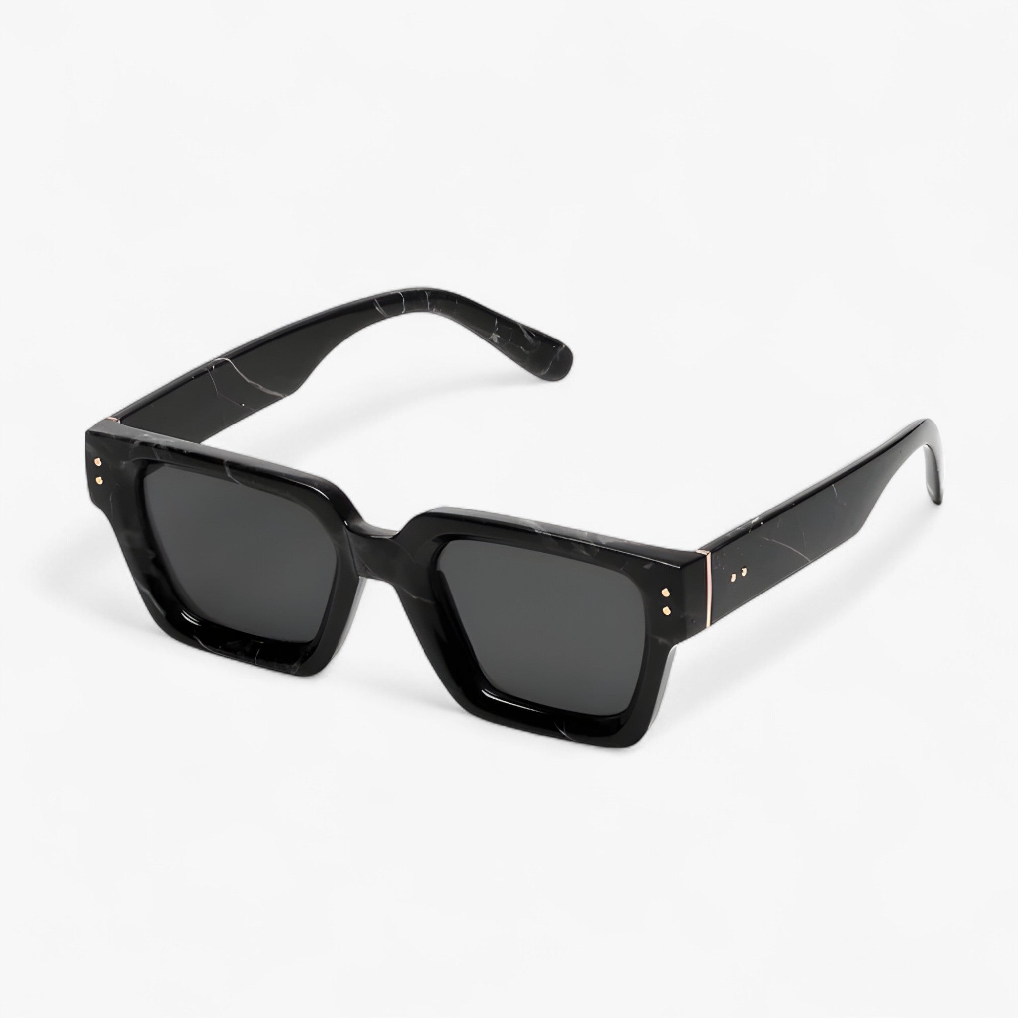 Alaric | Luxe unisex quadratische schwarze Sonnenbrille