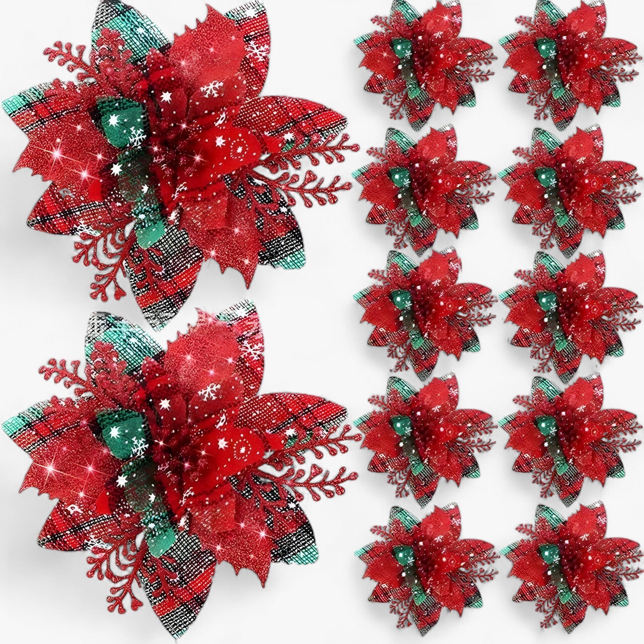 5/10 Stück glitzernde Weihnachtsblumen – funkelnder Baumschmuck - - 5/10 Stück glitzernde Weihnachtsblumen – funkelnder Baumschmuck - €25 - Concept Düsseldorf