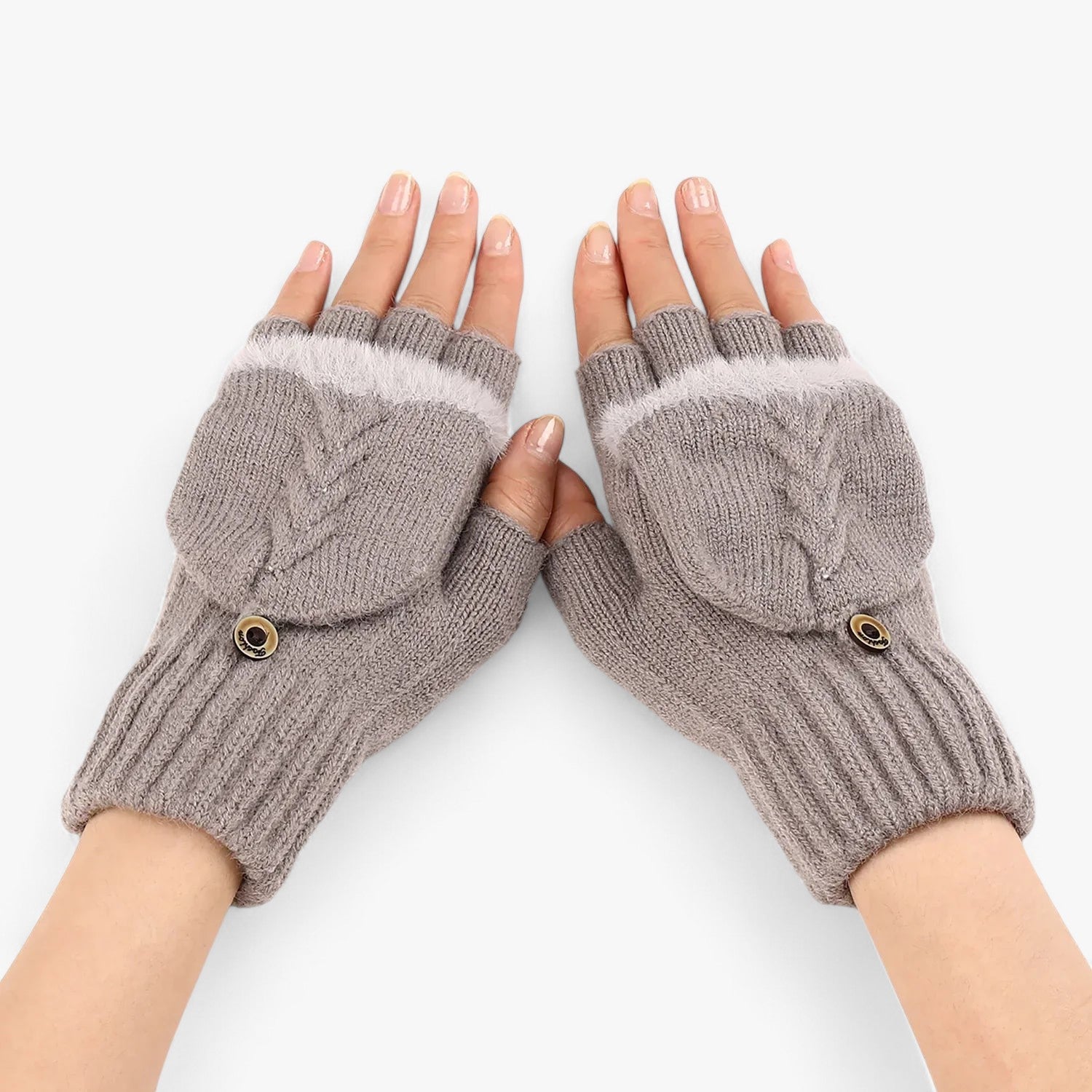 Dicke umgeschlagene gestrickte Handschuhe für Damen - für kaltes Wetter - Khaki Eine Größe - Dicke umgeschlagene gestrickte Handschuhe für Damen - für kaltes Wetter - €25 - Concept Neurenberg