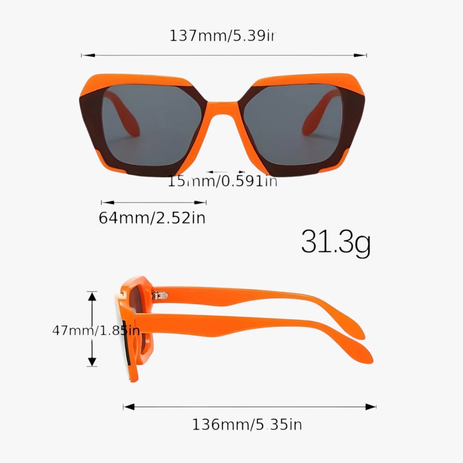 Valerie | Damen quadratische, getönte Sonnenbrille