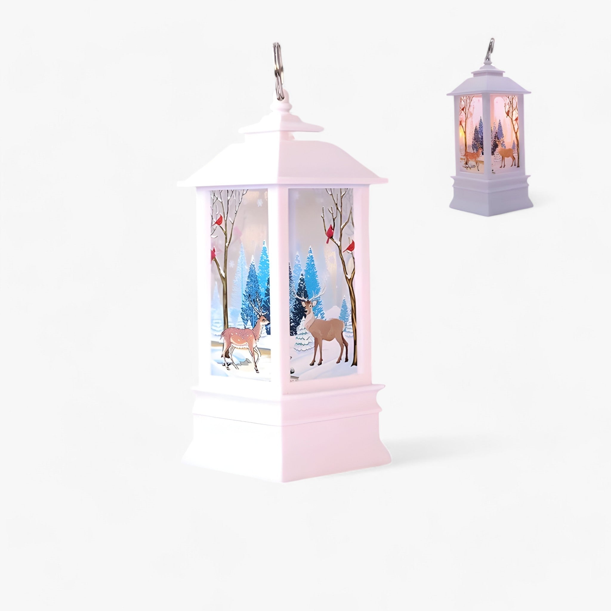 Beleuchtete Laterne mit Schneemann und Weihnachtsmann – festlicher Baumschmuck und Heimdekoration - D - Beleuchtete Laterne mit Schneemann und Weihnachtsmann – festlicher Baumschmuck und Heimdekoration- €25 - Concept Neurenberg