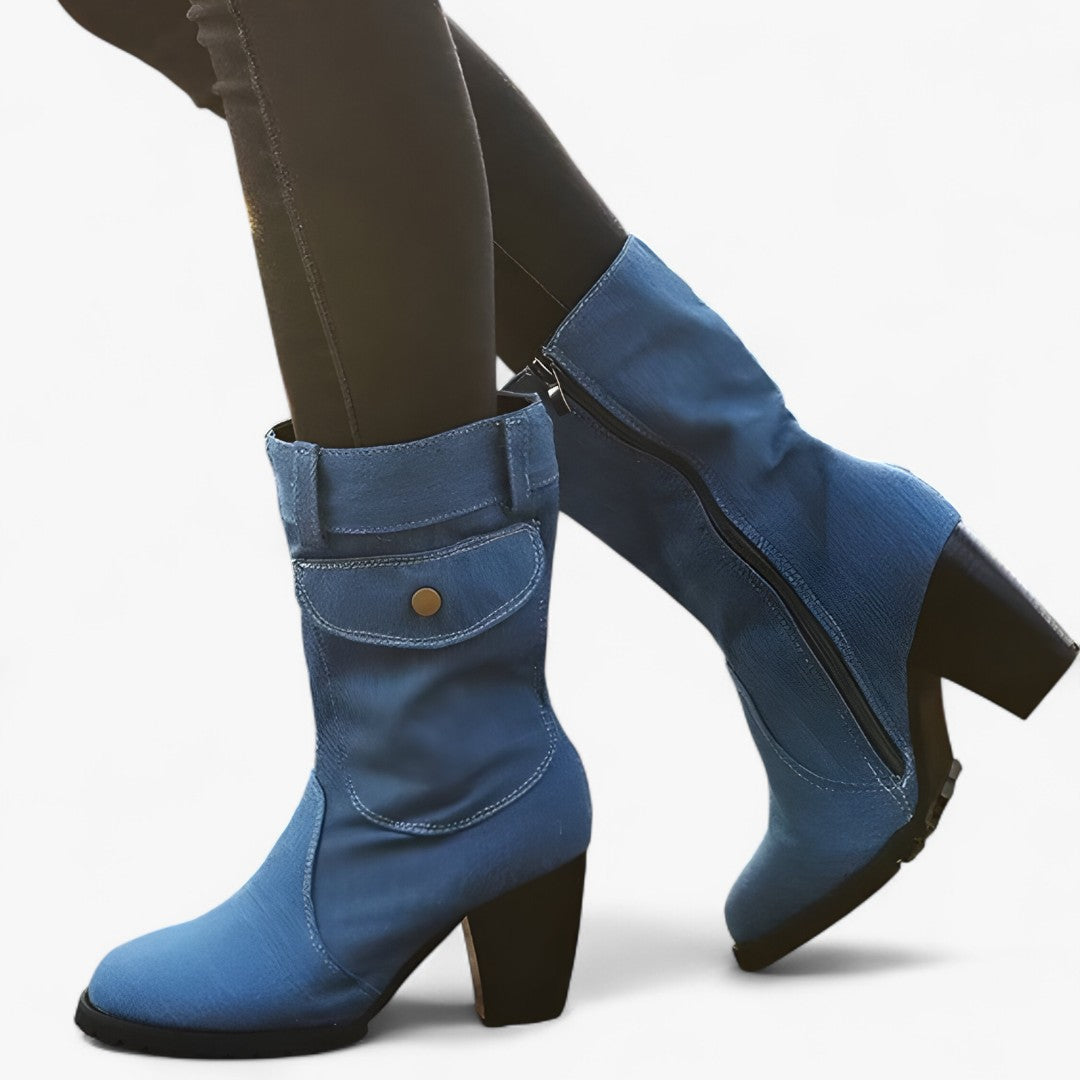 Sierra | Cowboystiefel aus Denim mit hohem Absatz