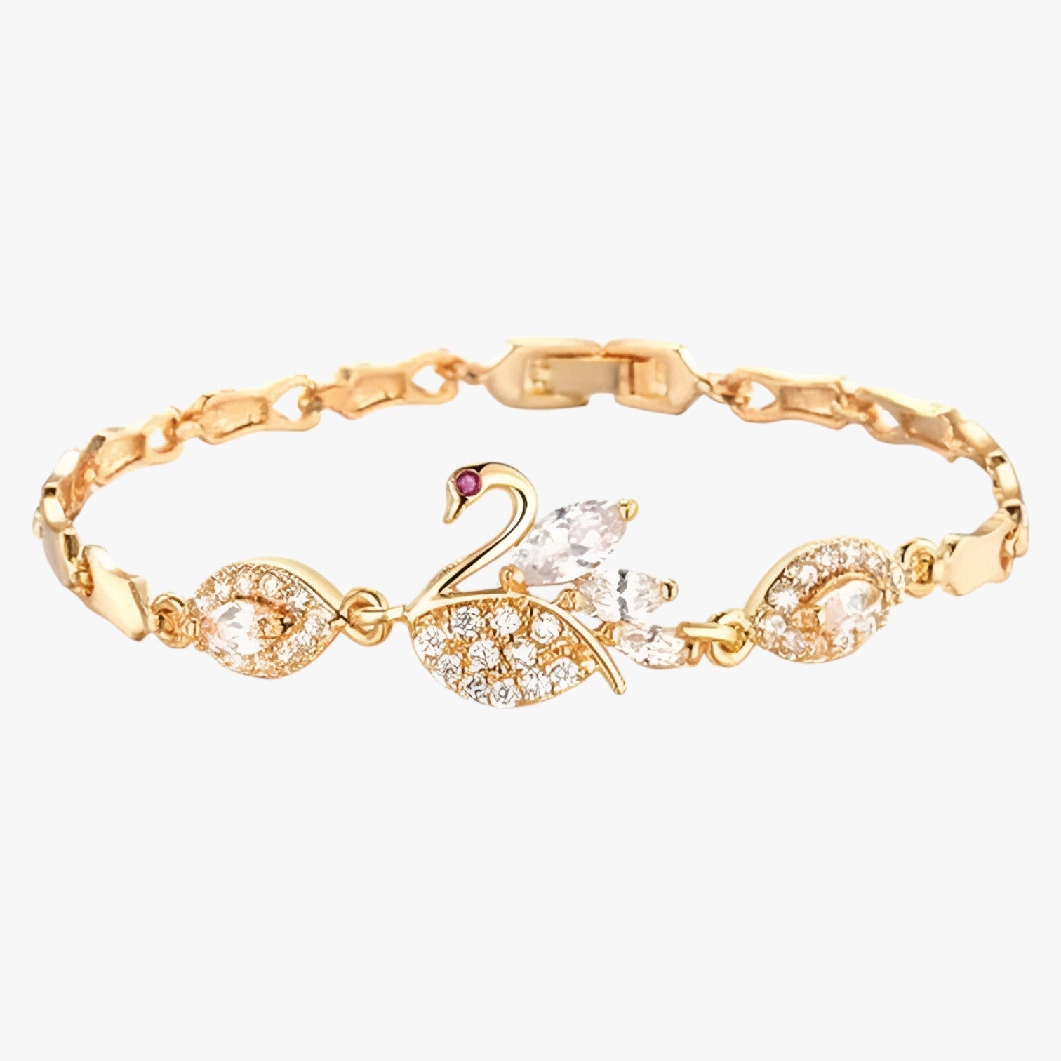 Esmeralda | Elegantes Damenarmband mit klassischem Zirkon-Schwan in Gold