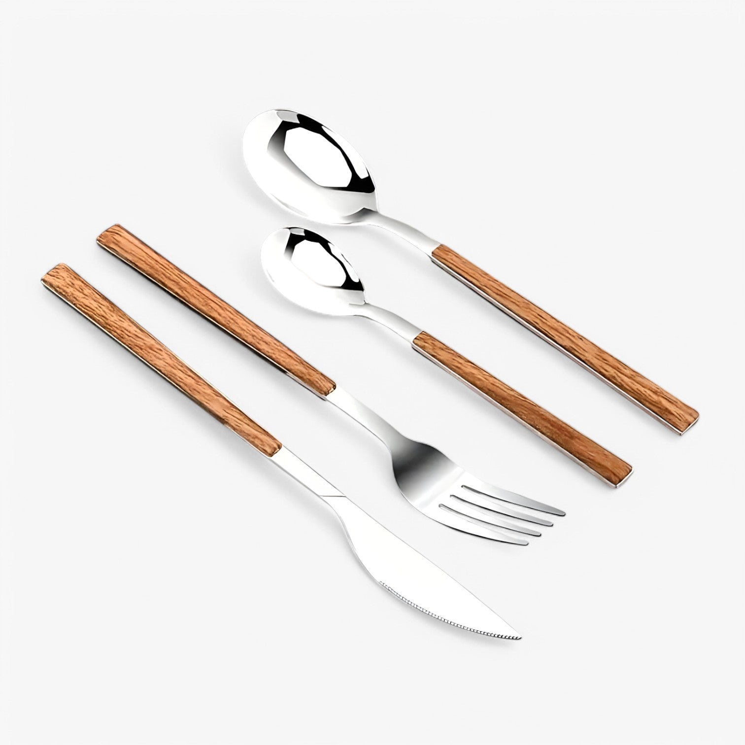 Minette | 12-teiliges Besteckset – Holzgriffe, spülmaschinenfest