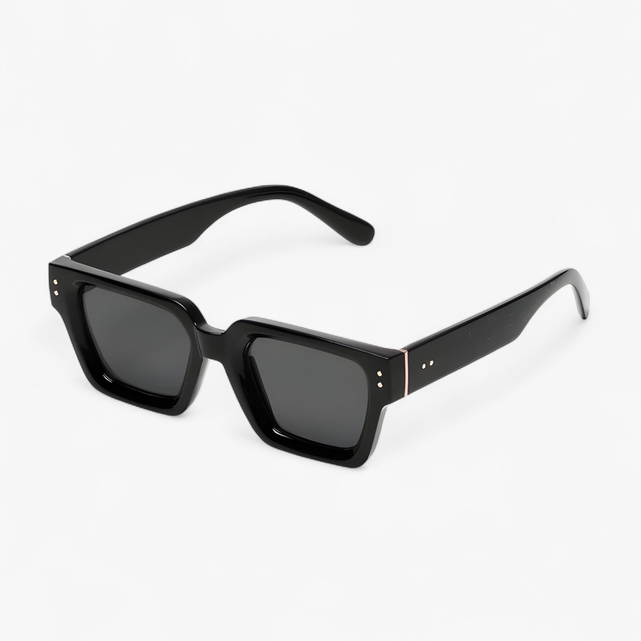 Alaric | Luxe unisex quadratische schwarze Sonnenbrille