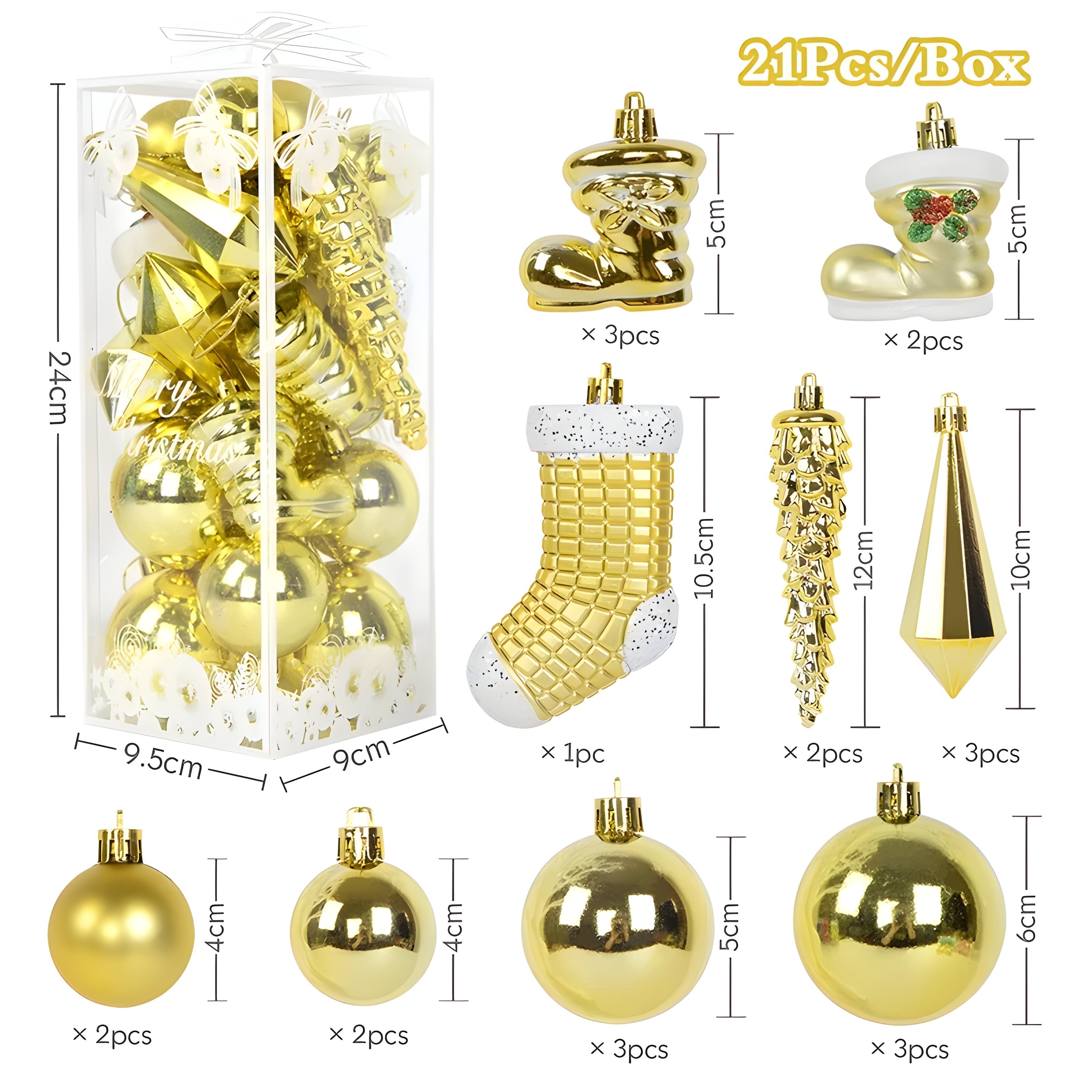21 Stück Weihnachtskugel-Ornamente – elegante Eiszapfen-Anhänger für Dekorationen - Gold - 21 Stück Weihnachtskugel-Ornamente – elegante Eiszapfen-Anhänger für Dekorationen - €25 - Concept Neurenberg