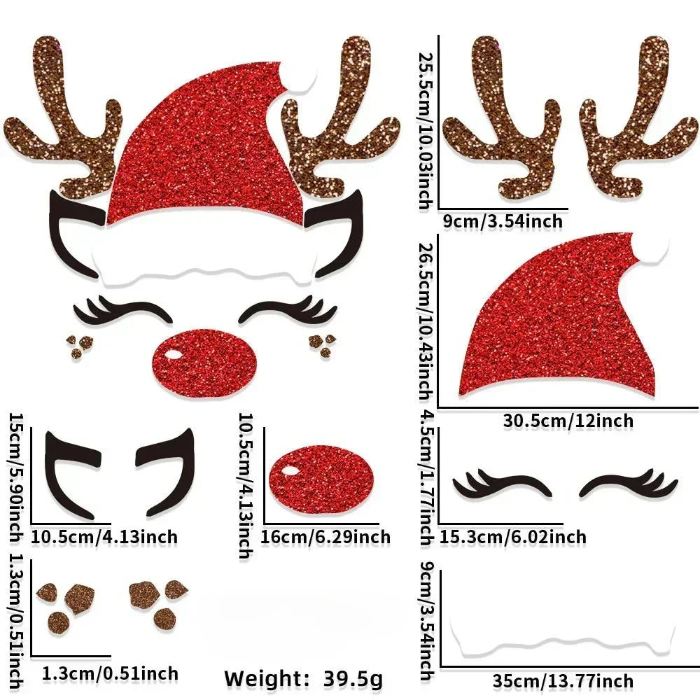 Weihnachts-Filzaufkleber für Türen und Fenster – festliche Dekoration für Zuhause - Elch mit rotem Hut - Weihnachts-Filzaufkleber für Türen und Fenster – festliche Dekoration für Zuhause - €25 - Concept Neurenberg