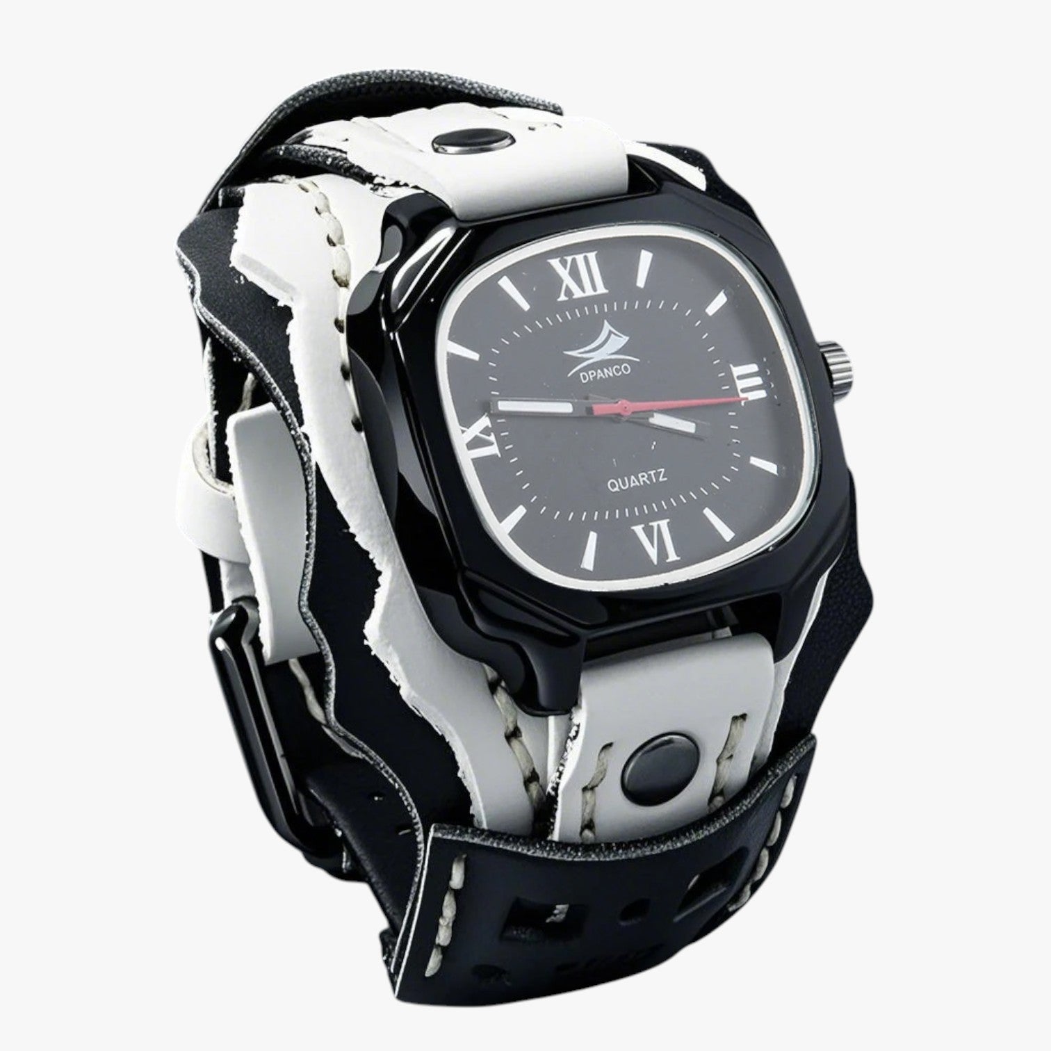 Alden | Großes quadratisches Herrenuhr mit echtem Lederarmband