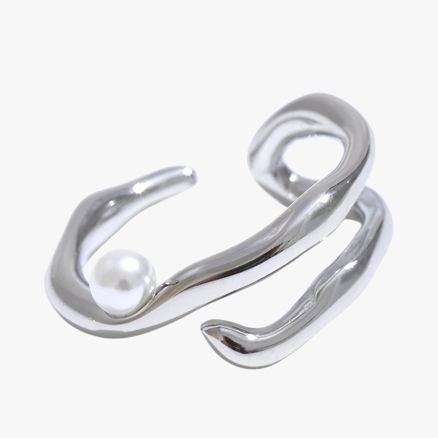 Sadie | Offener geometrischer Ring mit Perlen