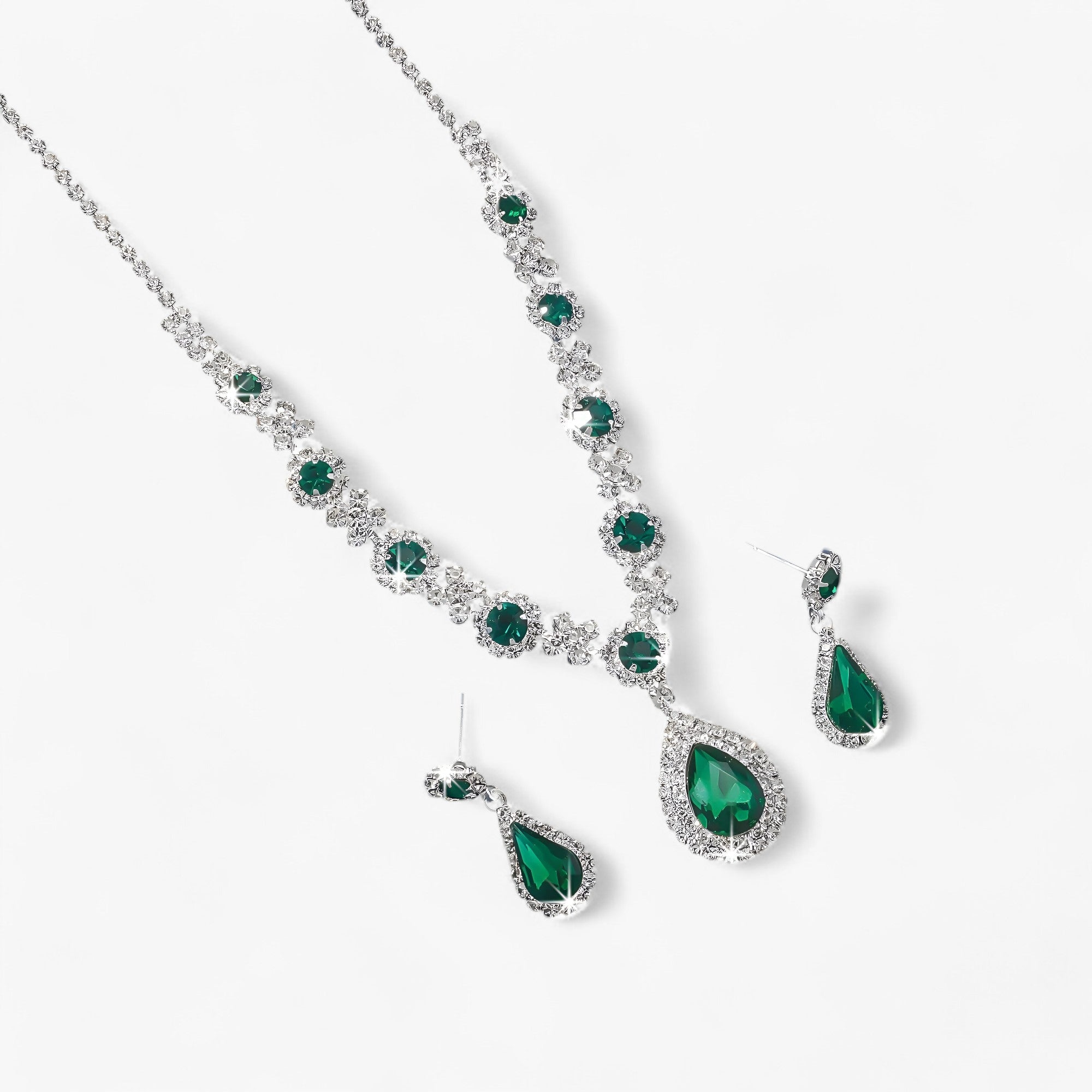 Amanda | Elegantes Hochzeitsset 2 Teile - Tropfenanhänger und Ohrringe