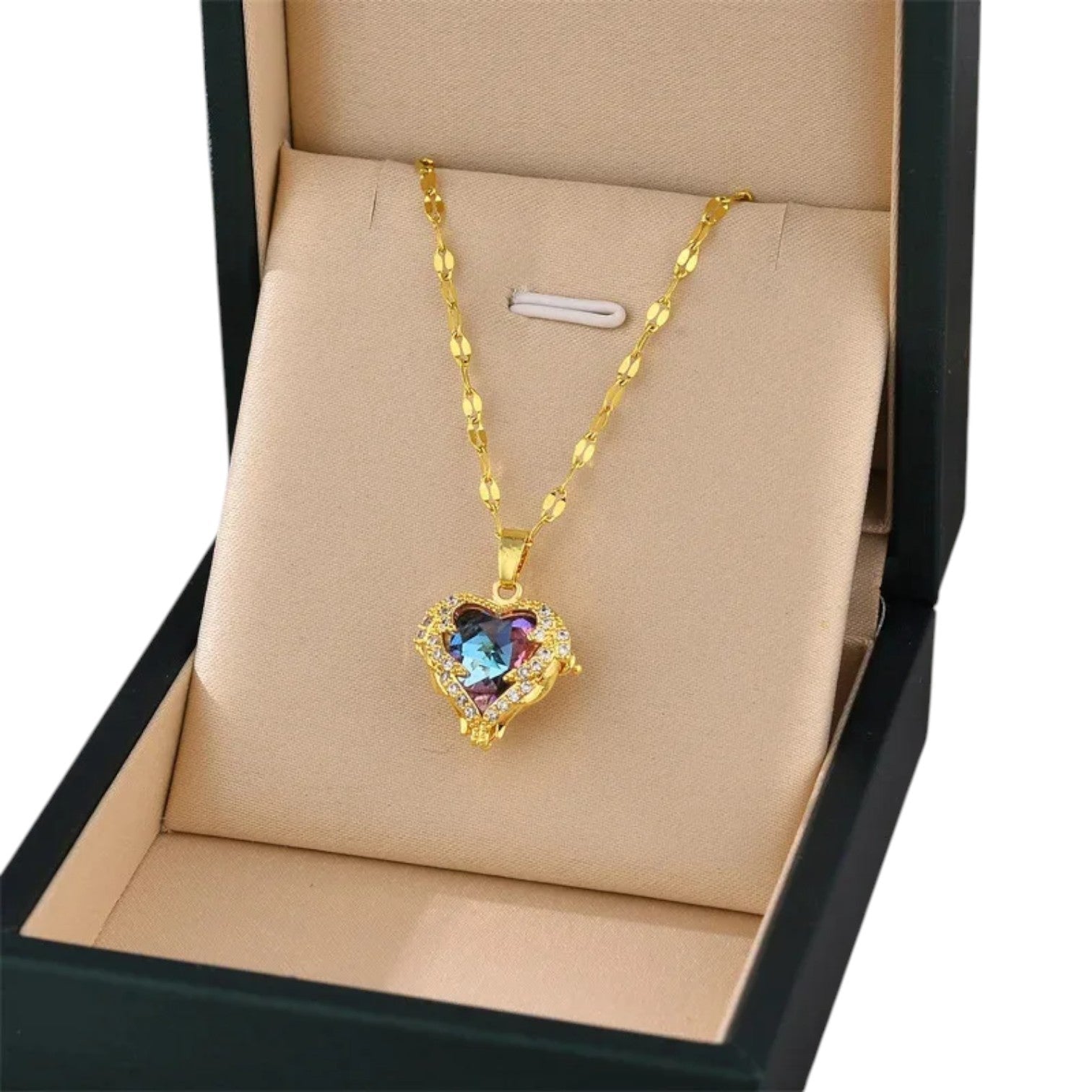 Zuri | Goldherz Kette mit funkelnden Kristallen