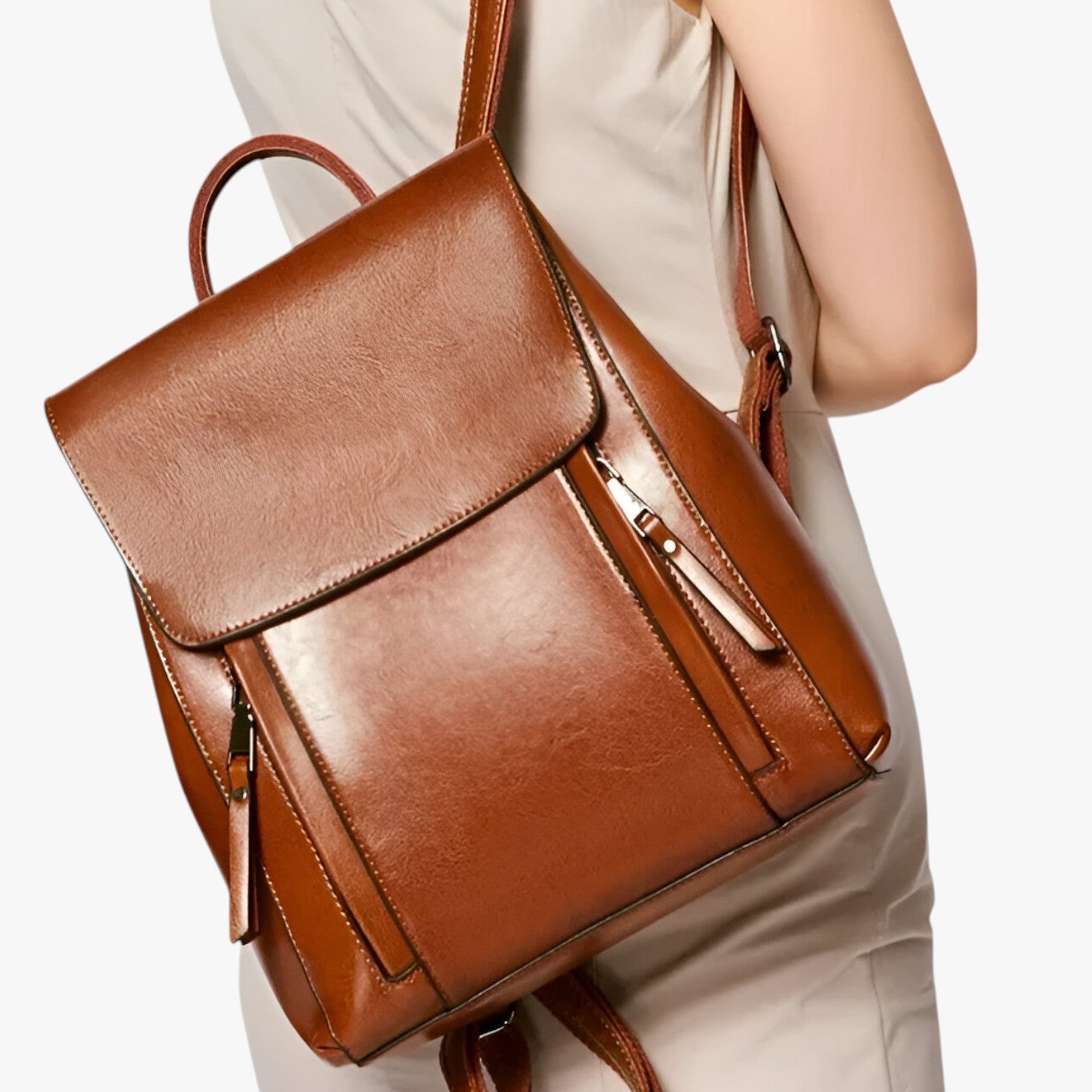 Rylee | Eleganter Leder-Rucksack für Schule und Arbeit