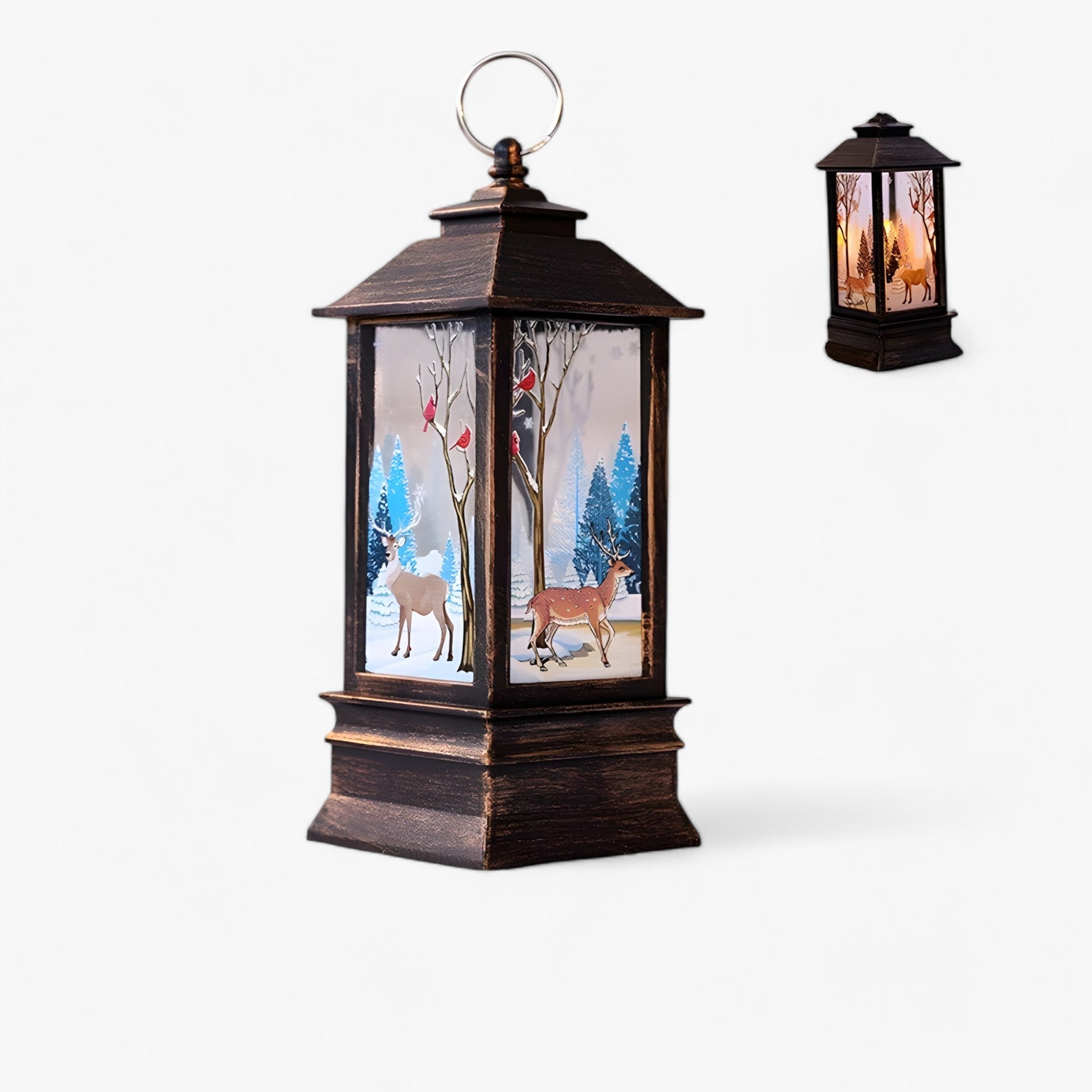 Beleuchtete Laterne mit Schneemann und Weihnachtsmann – festlicher Baumschmuck und Heimdekoration - C - Beleuchtete Laterne mit Schneemann und Weihnachtsmann – festlicher Baumschmuck und Heimdekoration- €25 - Concept Neurenberg