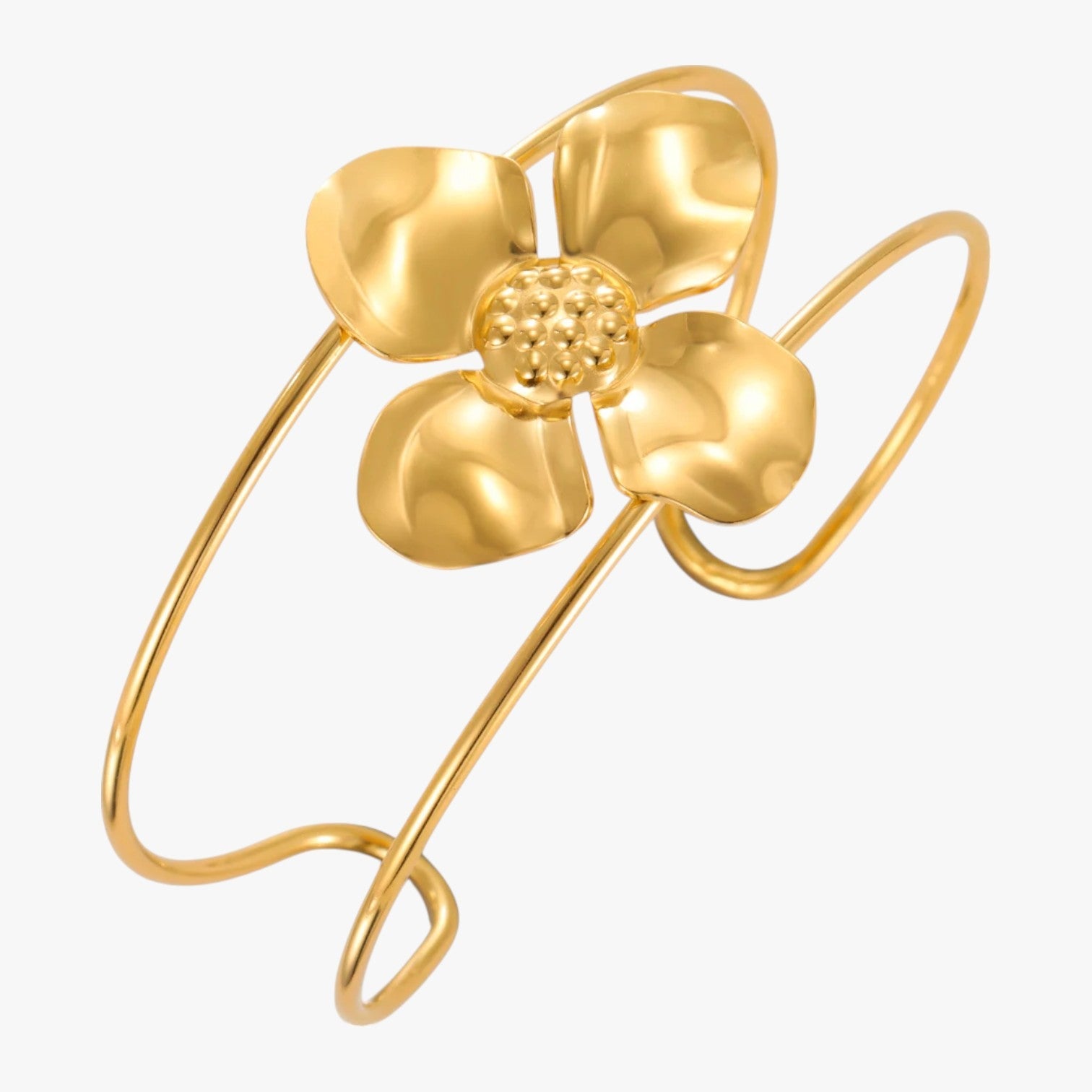 Vivian | Flora Gold Edelstahl Blumen Armreif, wasserdicht und elegant