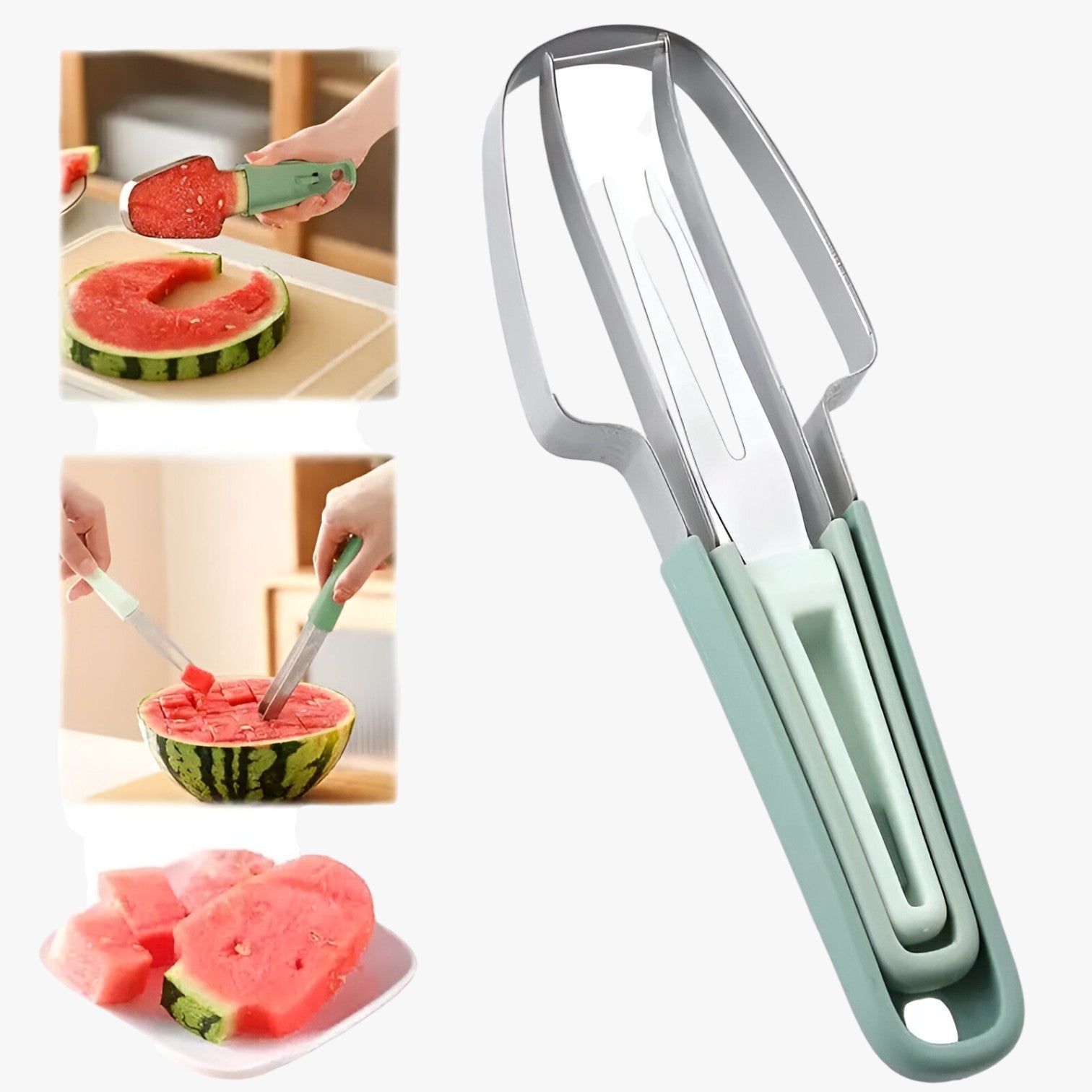 Yukon | 3 in 1 Wassermelonen Schneider - Schneiden, Schöpfen & Servieren ohne Mühe