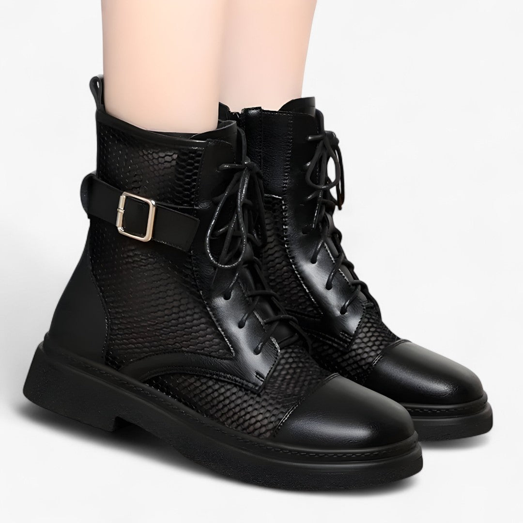 Talia | Netzstiefel mit Schnürung und dünnem Plateau für den Sommer