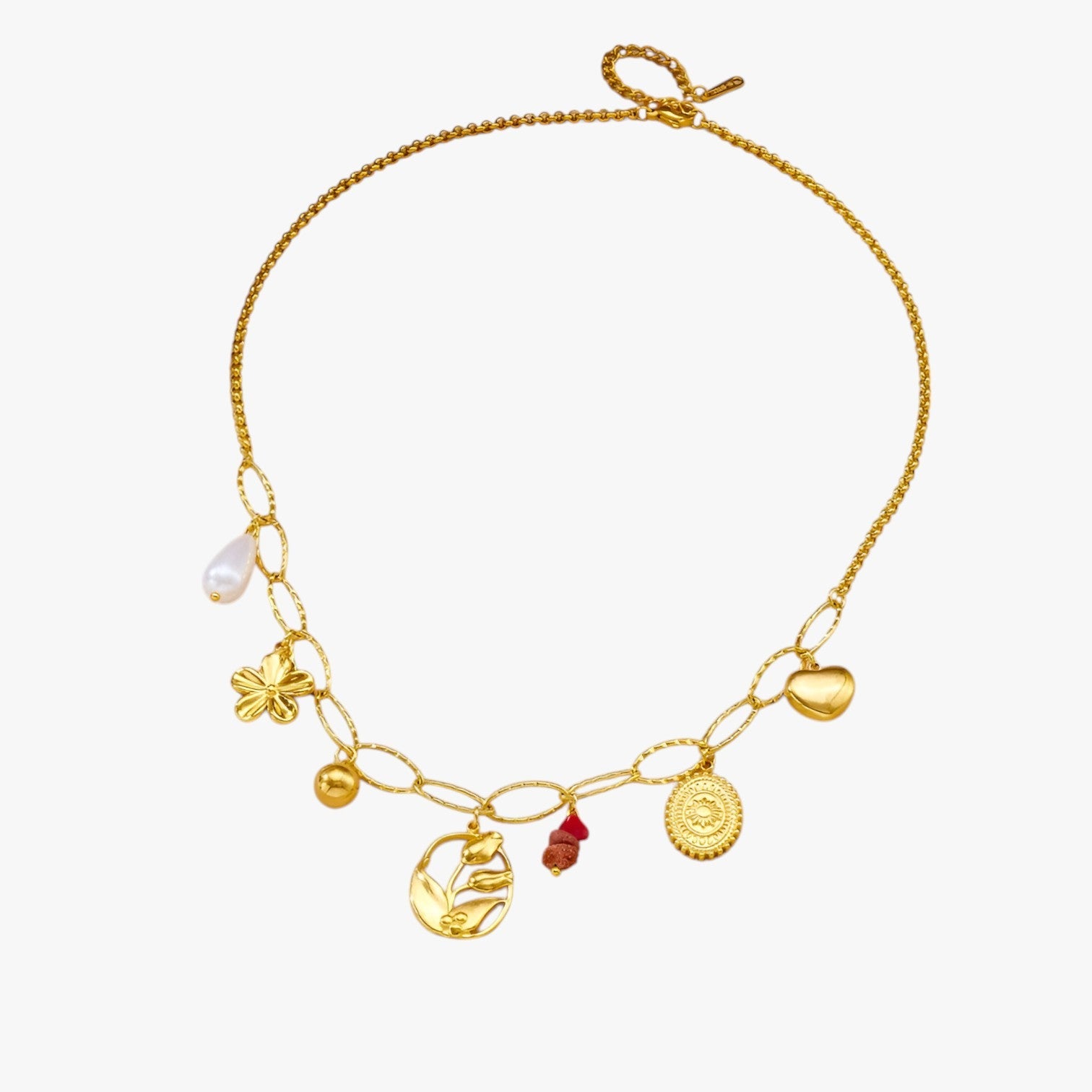 Bailey | Elegante Halskette mit Herz- und Tulpenanhängern
