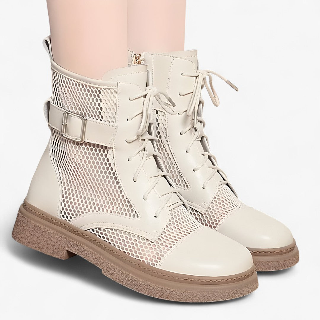 Talia | Netzstiefel mit Schnürung und dünnem Plateau für den Sommer