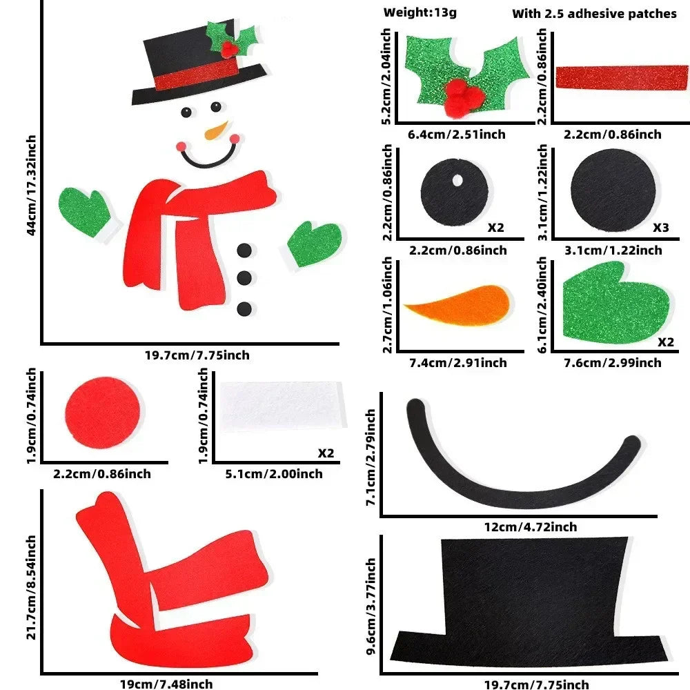 Weihnachts-Filzaufkleber für Türen und Fenster – festliche Dekoration für Zuhause - Neuer Schneemann - Weihnachts-Filzaufkleber für Türen und Fenster – festliche Dekoration für Zuhause - €25 - Concept Neurenberg