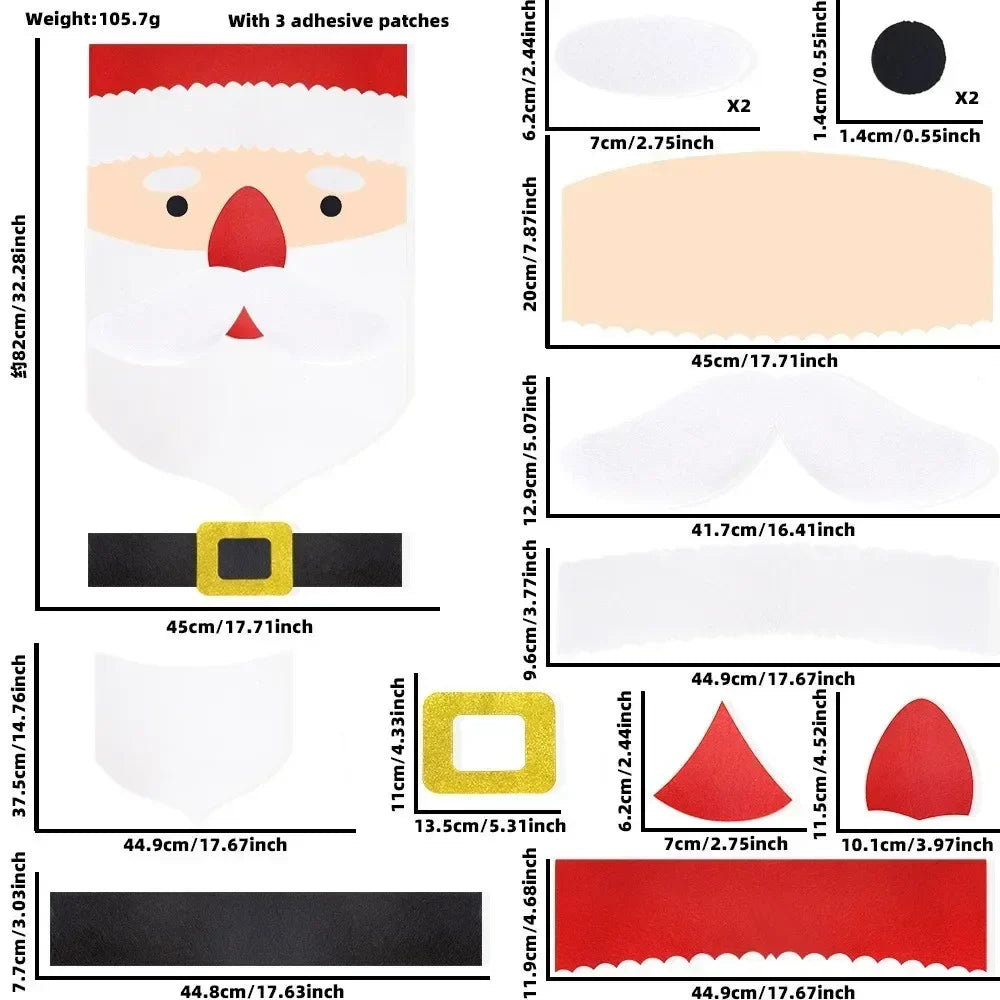 Weihnachts-Filzaufkleber für Türen und Fenster – festliche Dekoration für Zuhause - Großer Weihnachtsmann - Weihnachts-Filzaufkleber für Türen und Fenster – festliche Dekoration für Zuhause - €25 - Concept Neurenberg