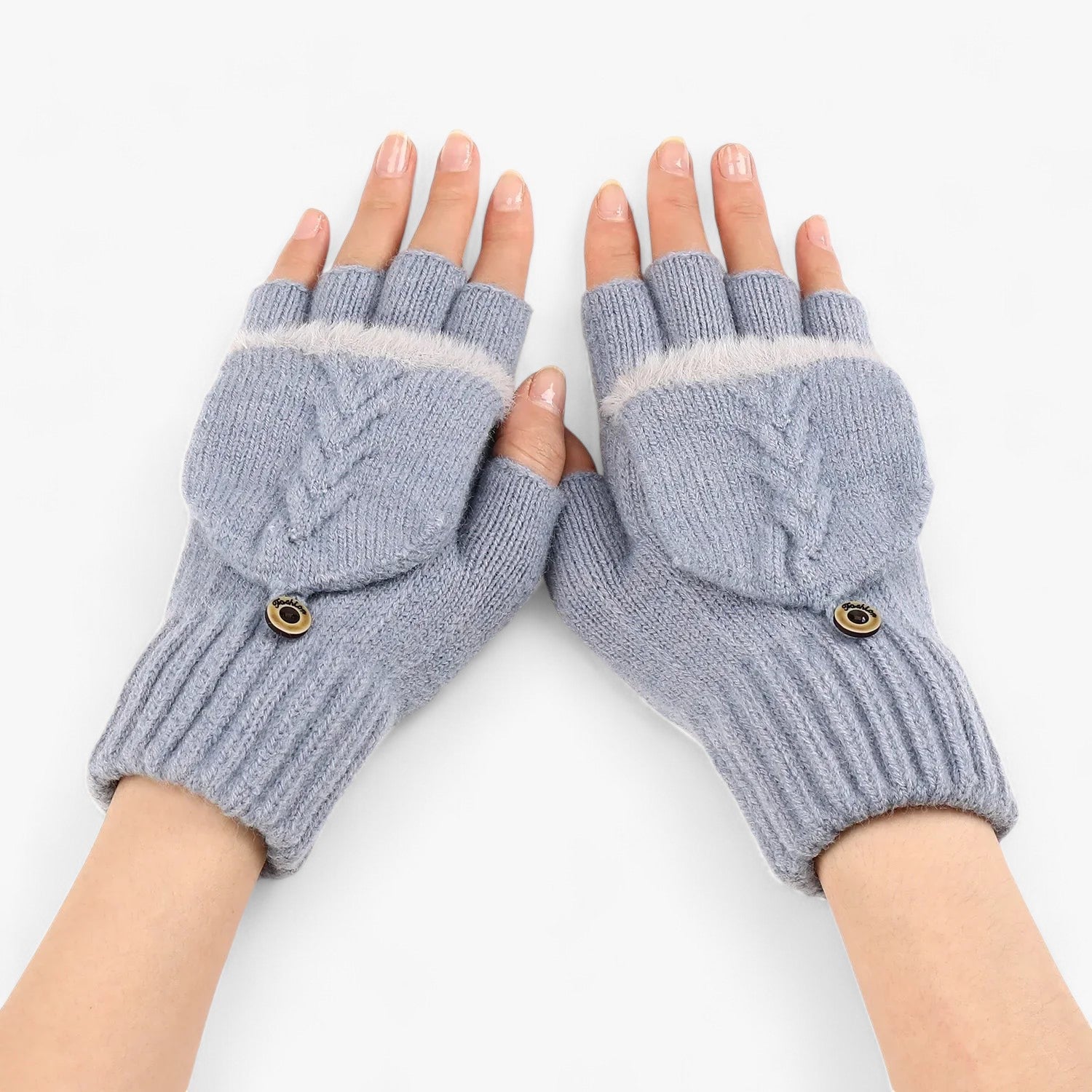 Dicke umgeschlagene gestrickte Handschuhe für Damen - für kaltes Wetter - Hellblau Eine Größe - Dicke umgeschlagene gestrickte Handschuhe für Damen - für kaltes Wetter - €25 - Concept Neurenberg
