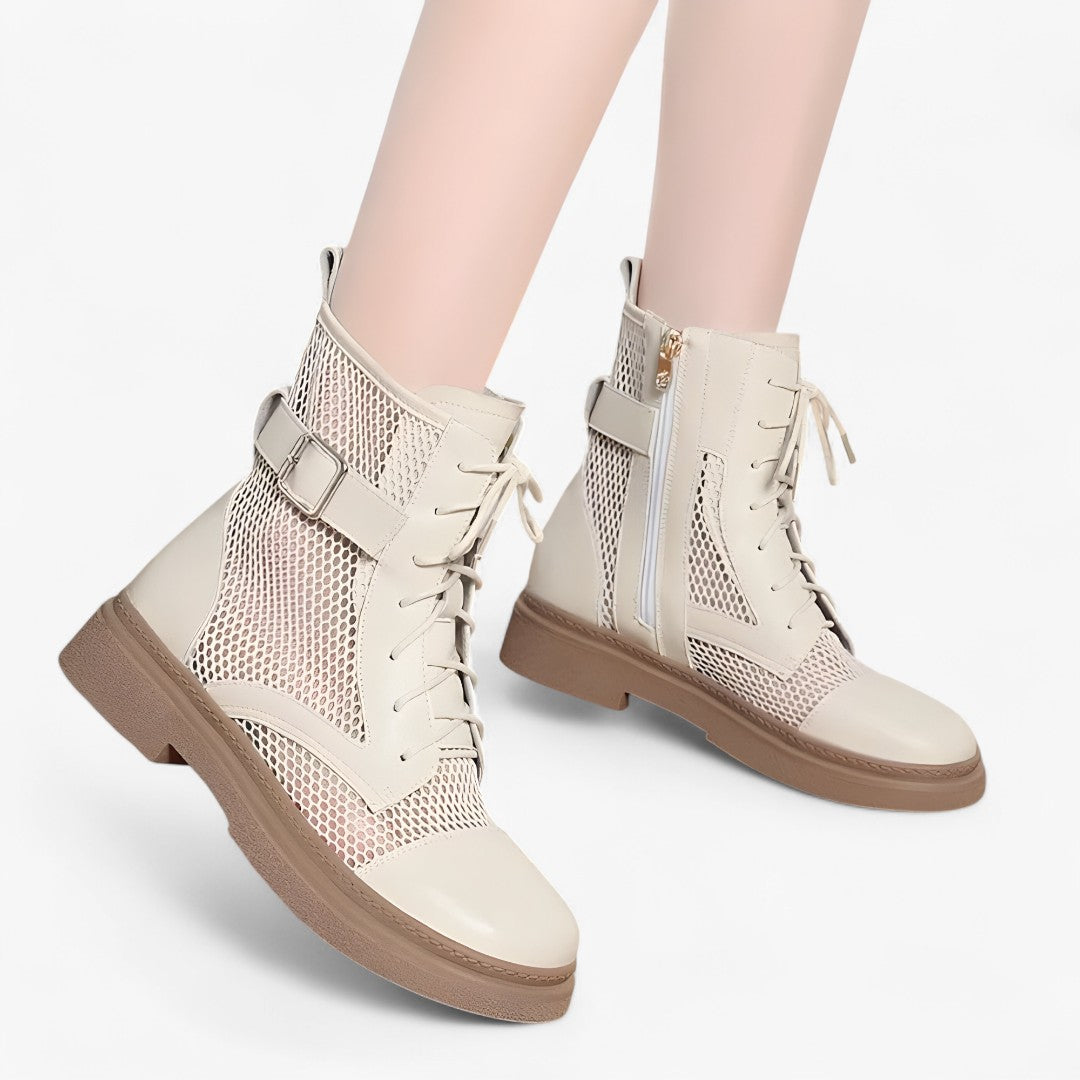 Talia | Netzstiefel mit Schnürung und dünnem Plateau für den Sommer