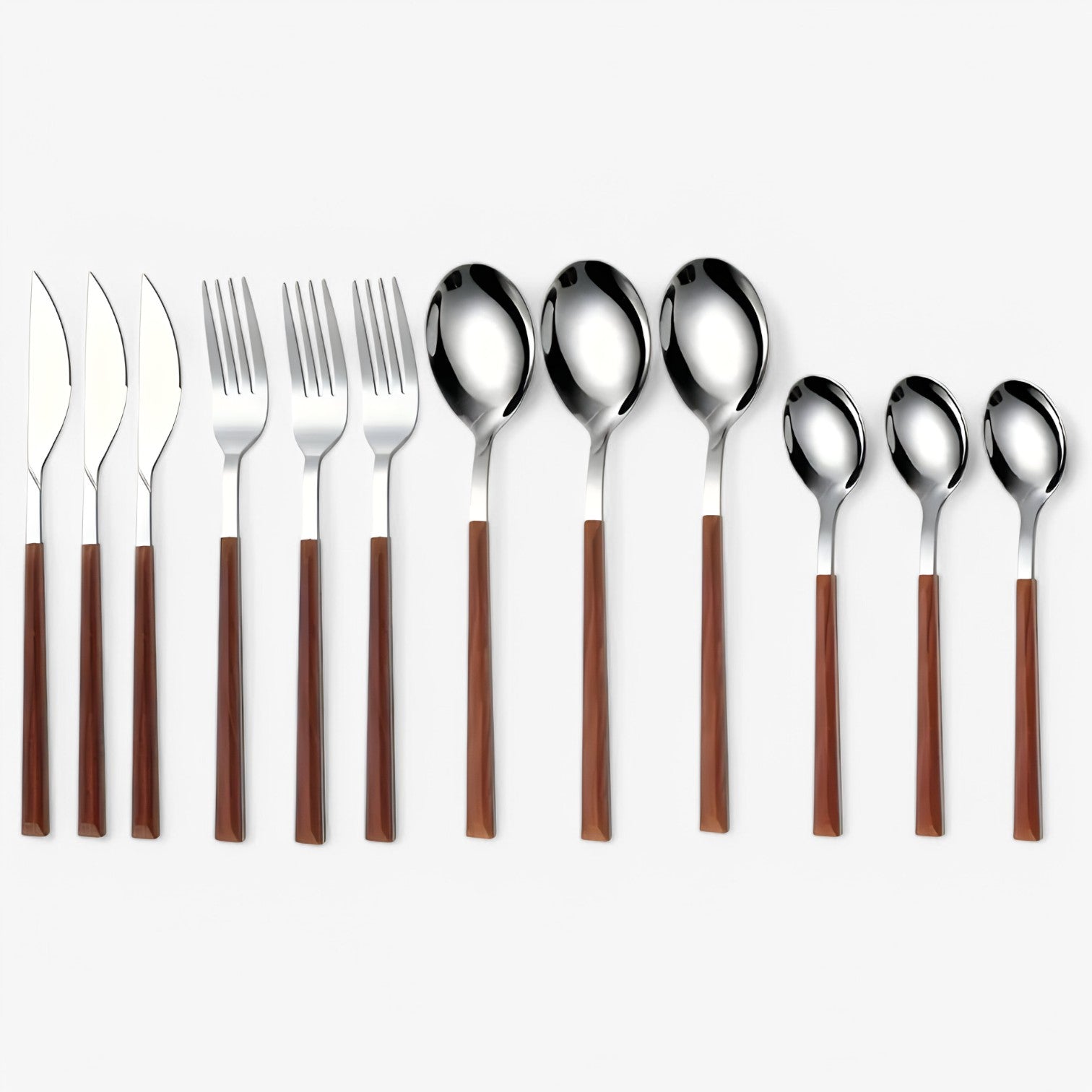 Minette | 12-teiliges Besteckset – Holzgriffe, spülmaschinenfest