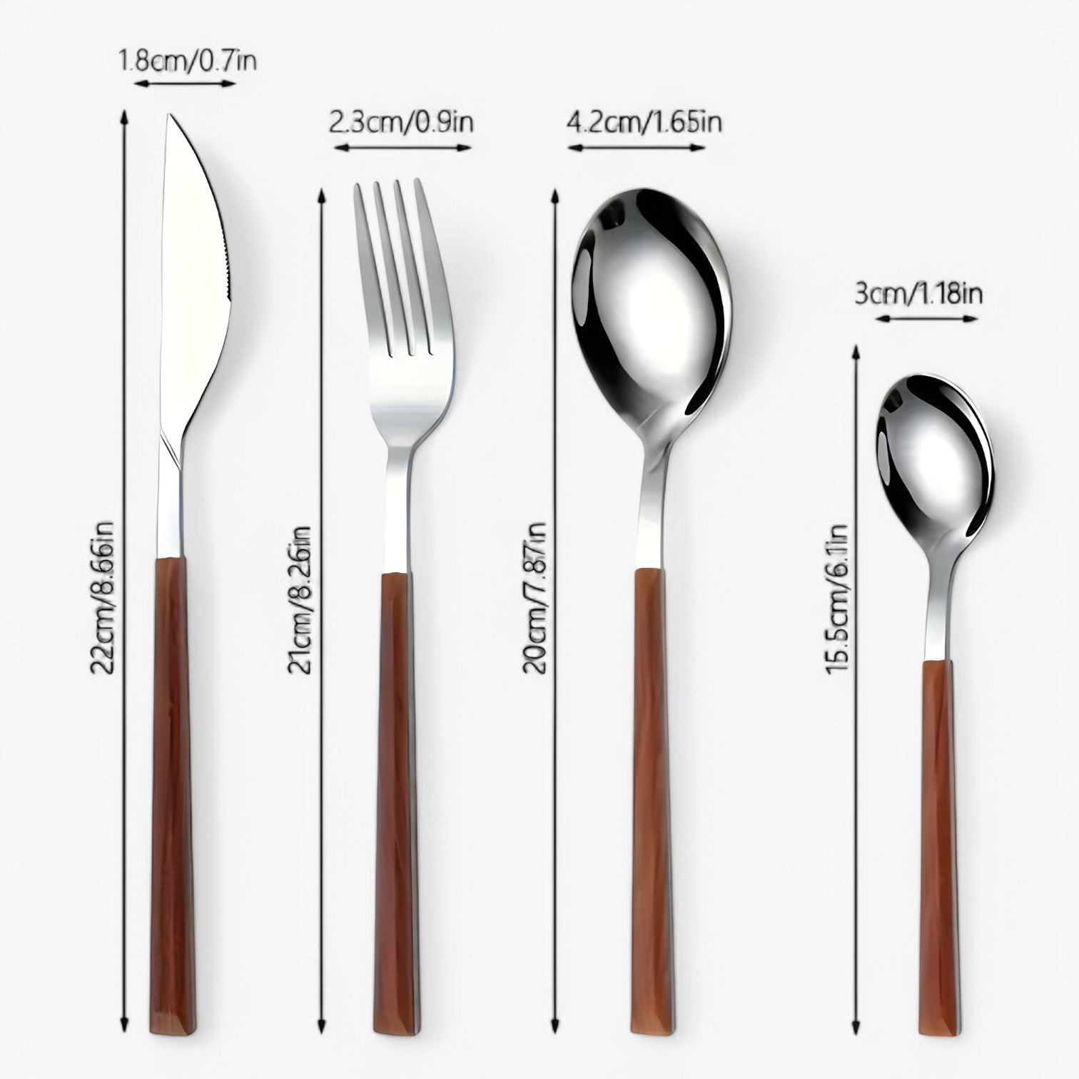 Minette | 12-teiliges Besteckset – Holzgriffe, spülmaschinenfest