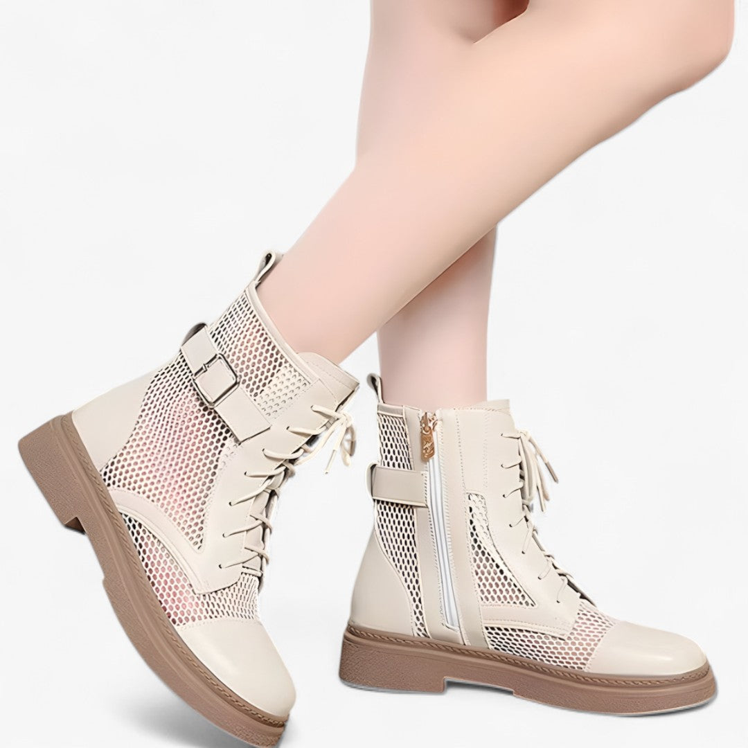 Talia | Netzstiefel mit Schnürung und dünnem Plateau für den Sommer