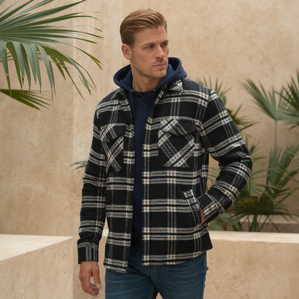 Mikkel | Flanell mit Kapuze in Rutenmuster