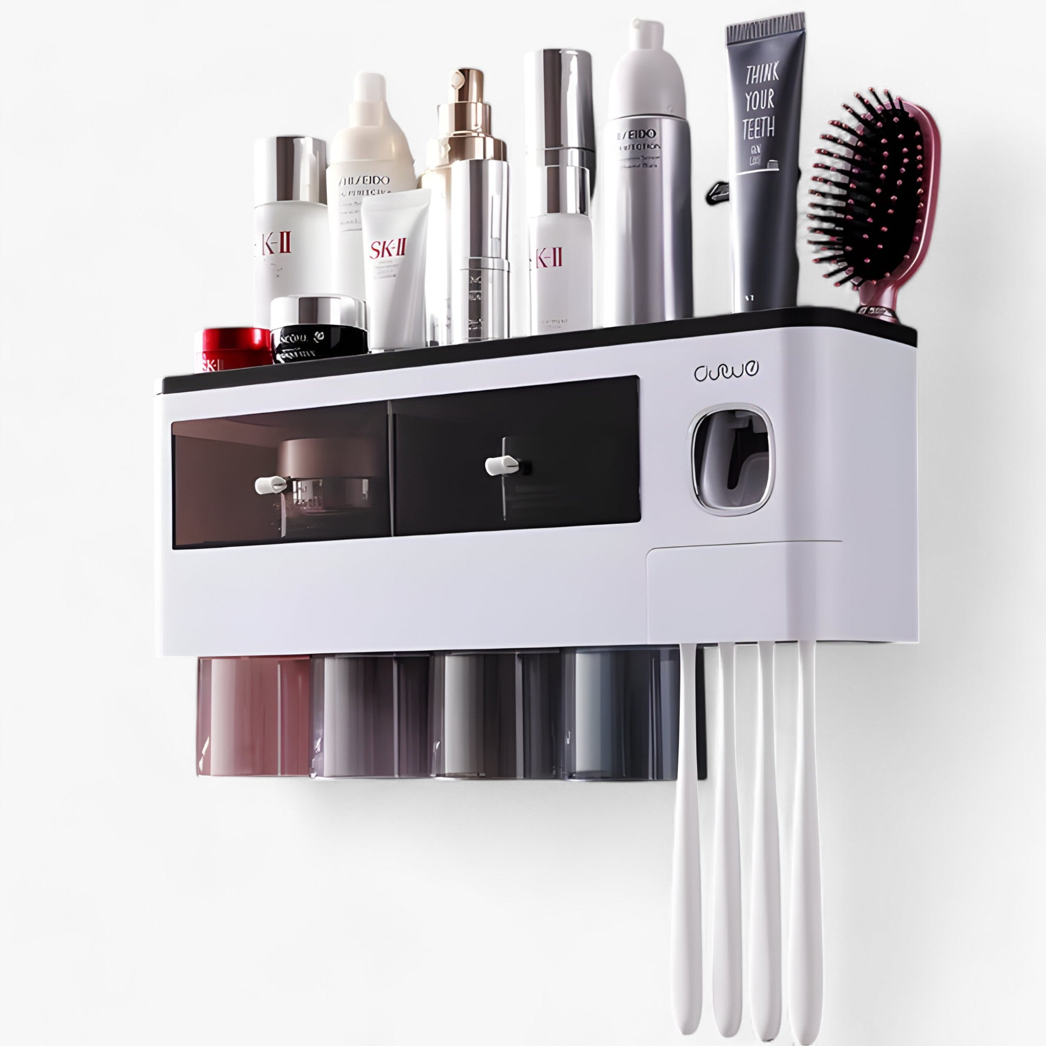 Zahnbürstenhalter | Automatischer Drucker - Wandmontage mit Ablagefach - Schwarz 4 Tassen - Zahnbürstenhalter | Automatischer Drucker - Wandmontage mit Ablagefach - €25 - Concept Frankfurt