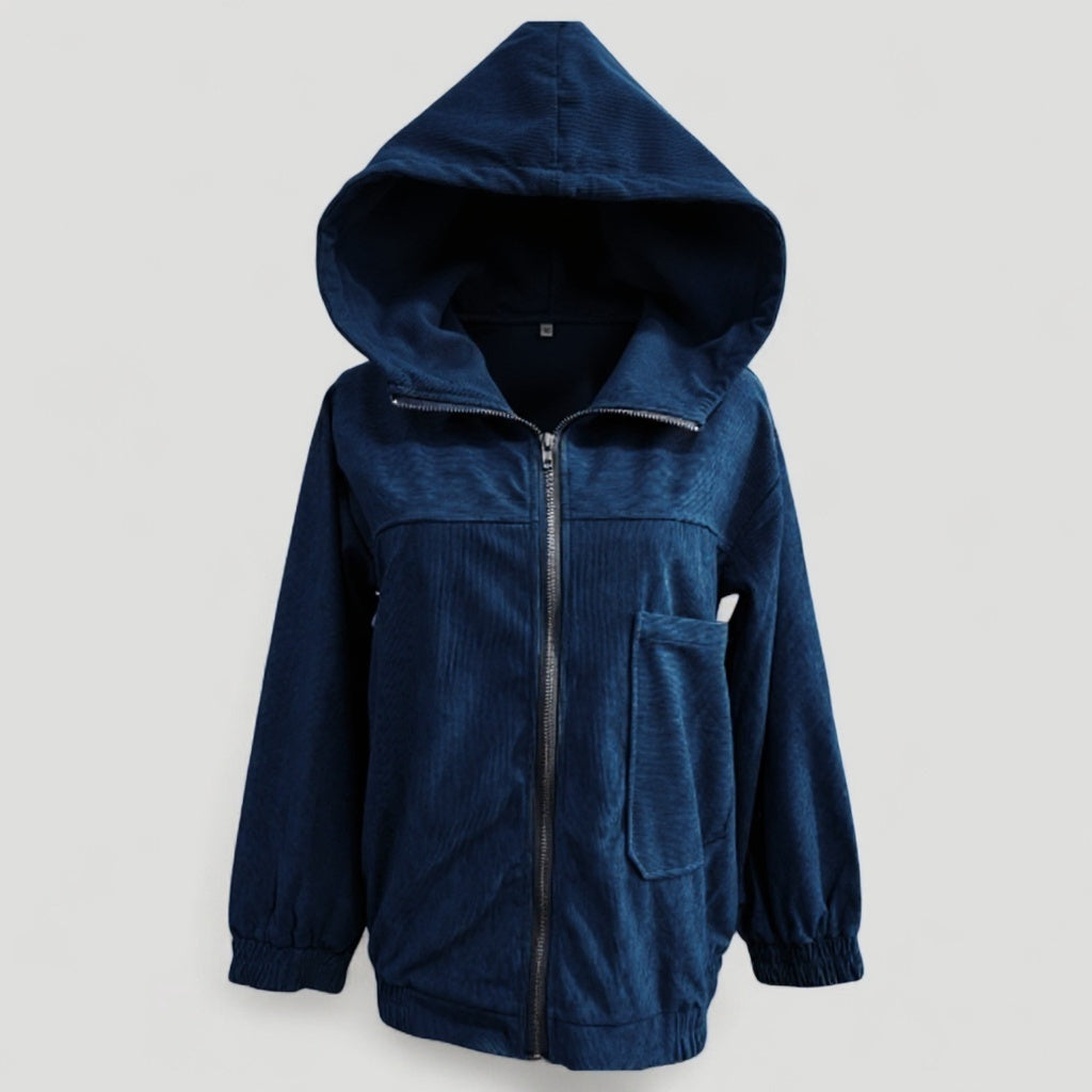 Vallea | Damen Samt Winterjacke mit Kapuze